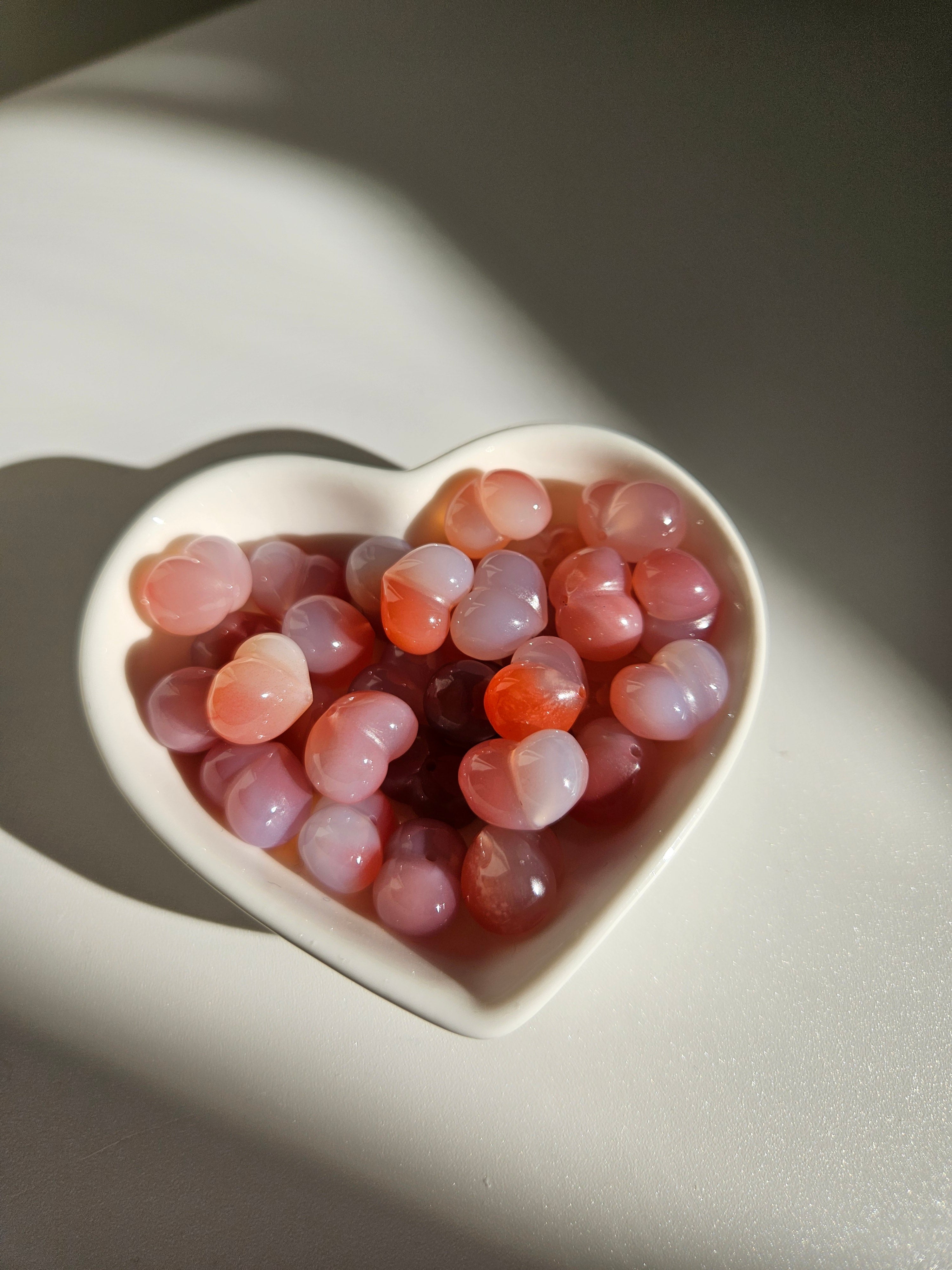 Pink Agate Heart Bead