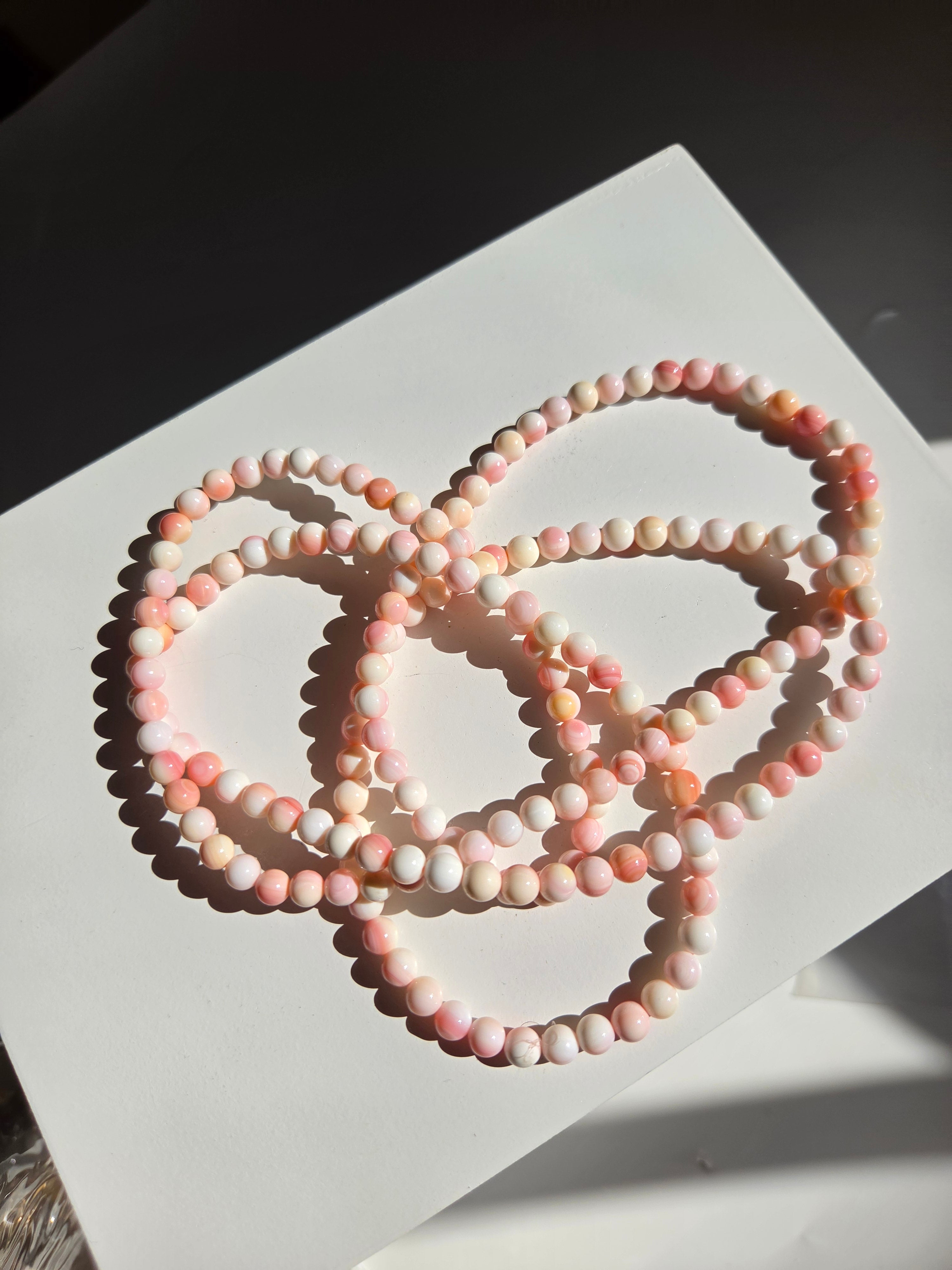 Pink Conch Shell 3 wrap bracelet | 6mm