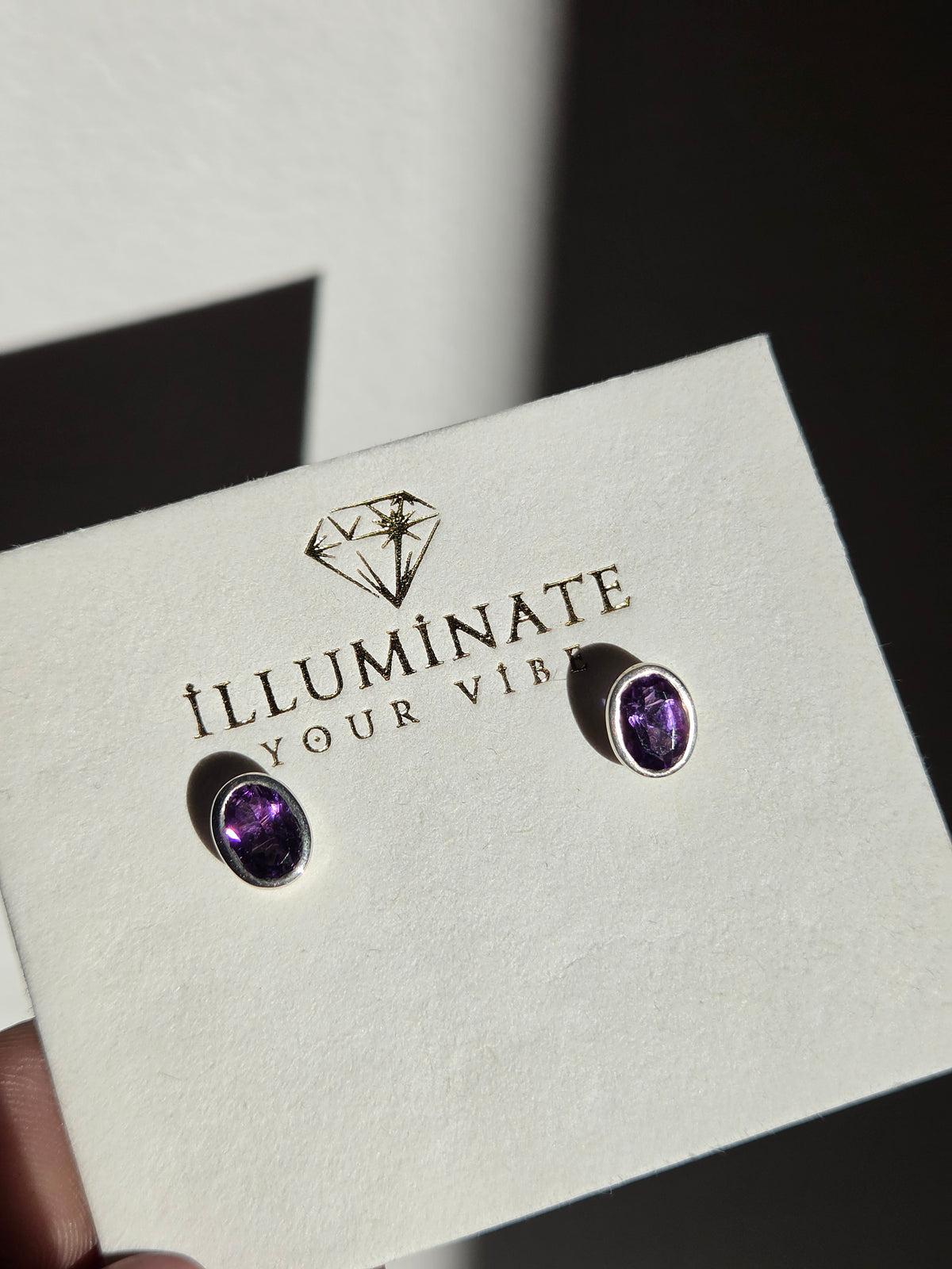 Amethyst oval stud Earrings 002