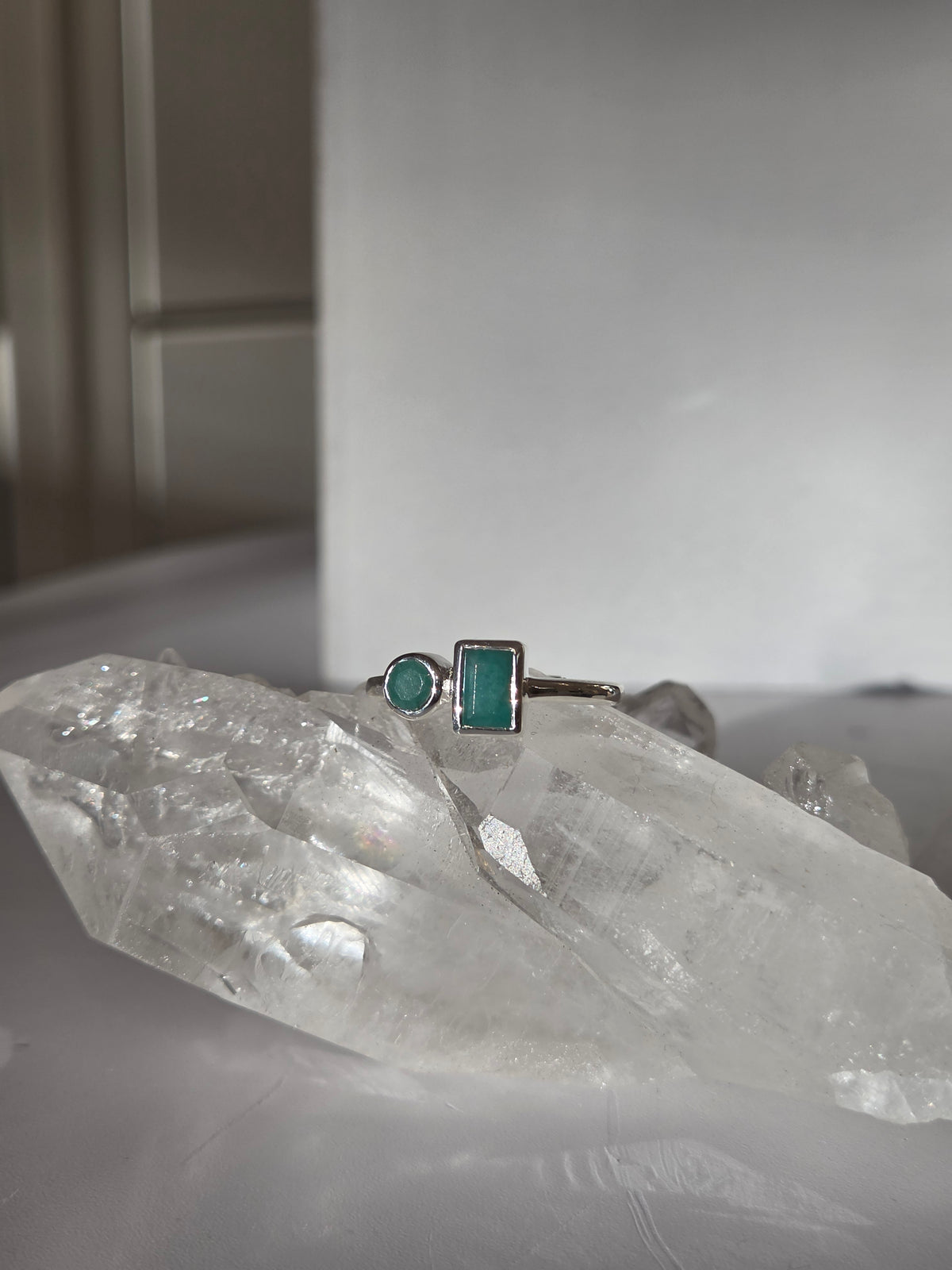 Size 7 | emerald Ring | silver 030