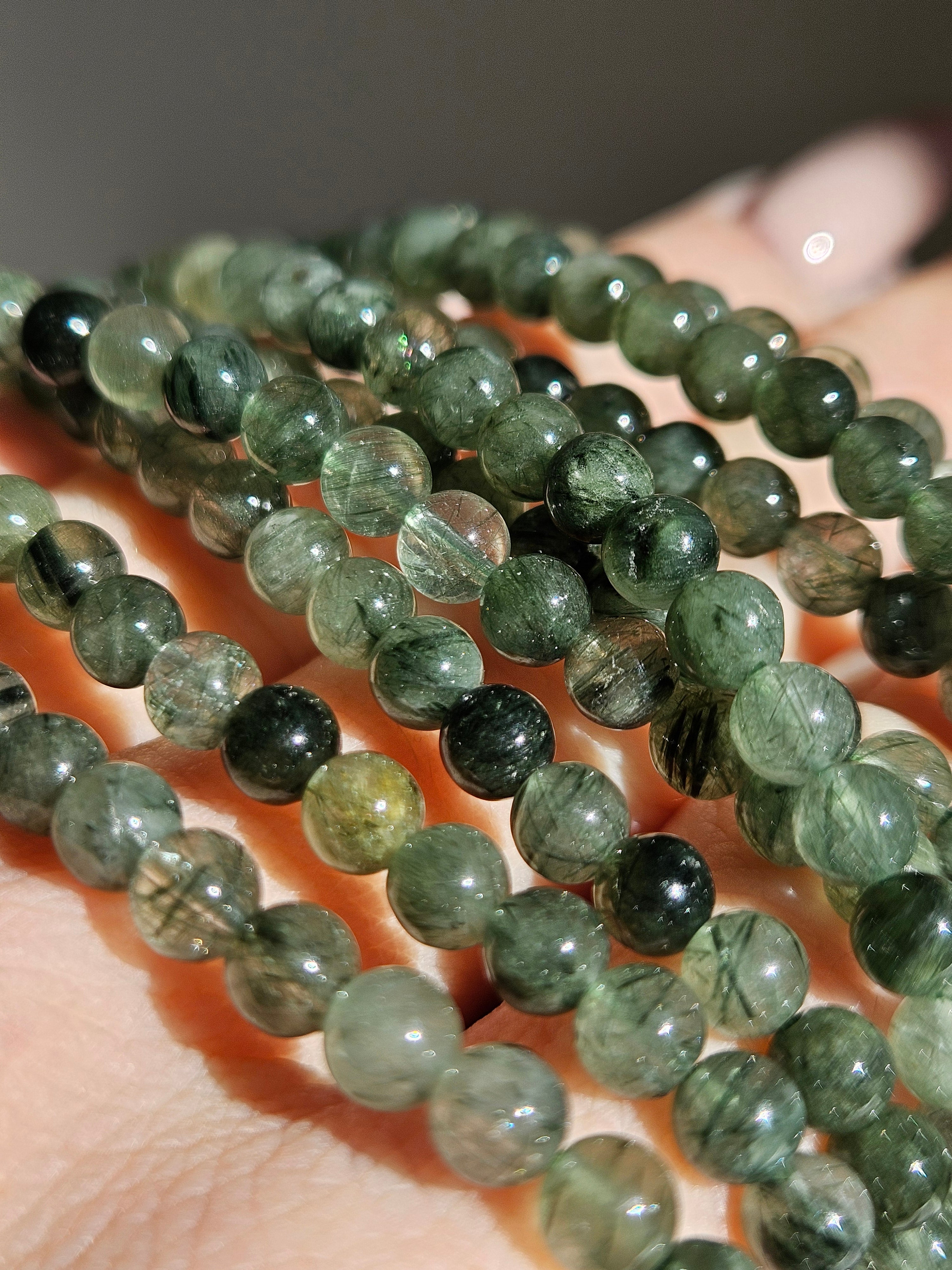 Green Rutile Quartz 3 wrap Bracelet | 5.5mm