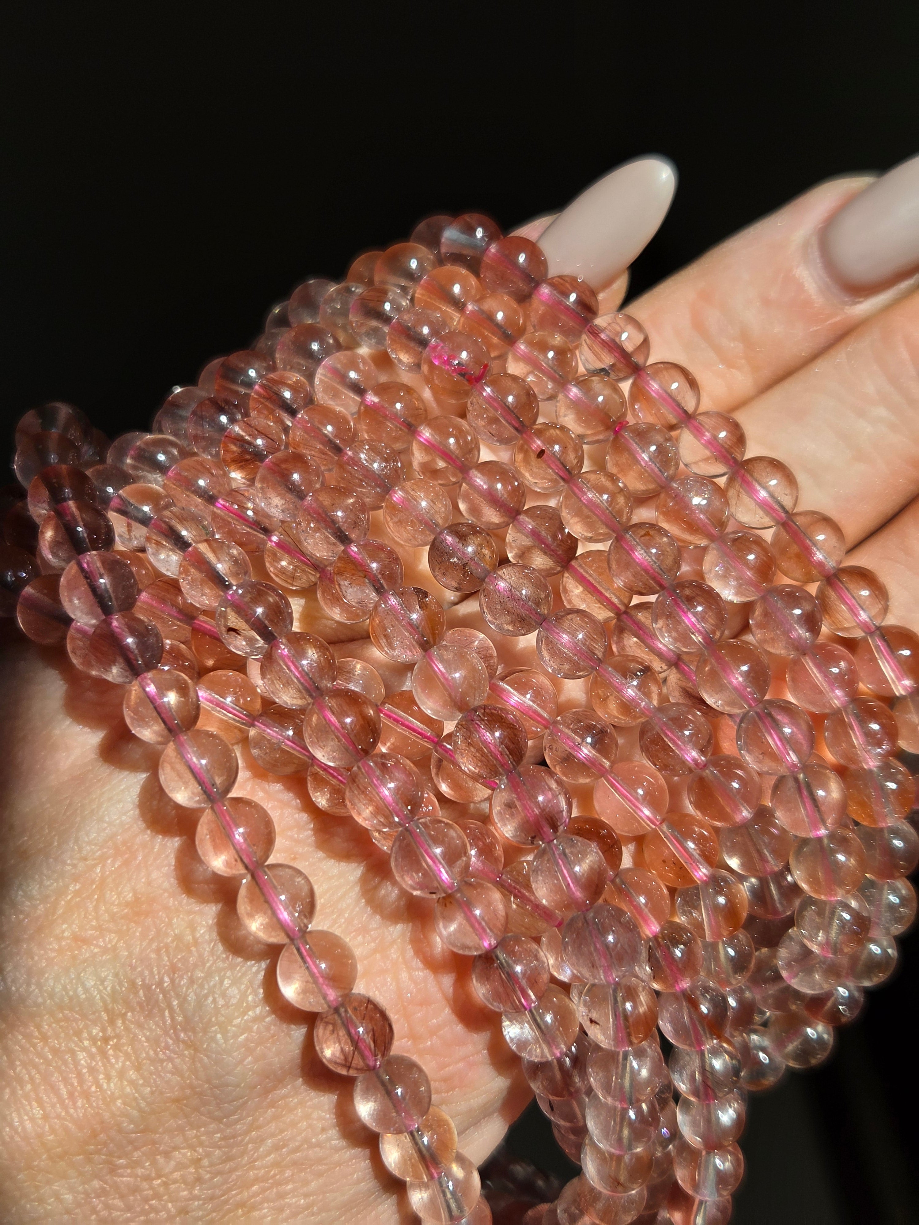Pink Rutile Quartz Bracelet | 6.5mm