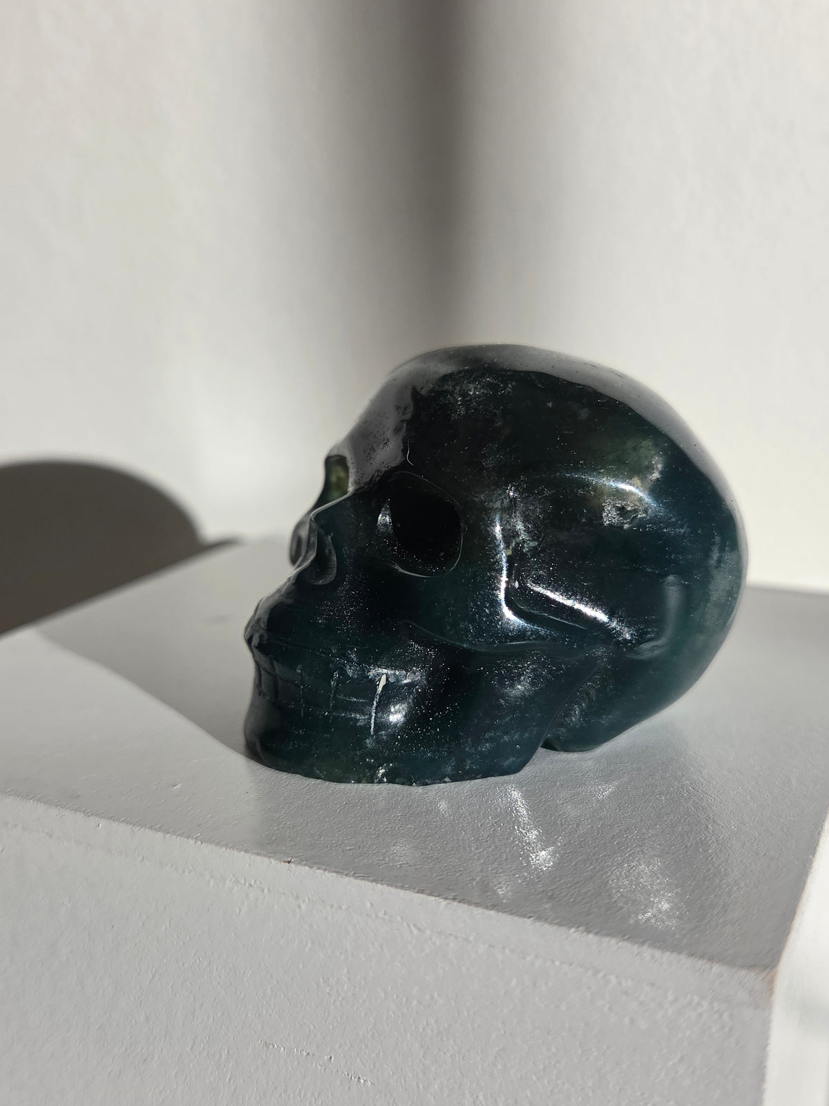 Moss Agate Skull 004