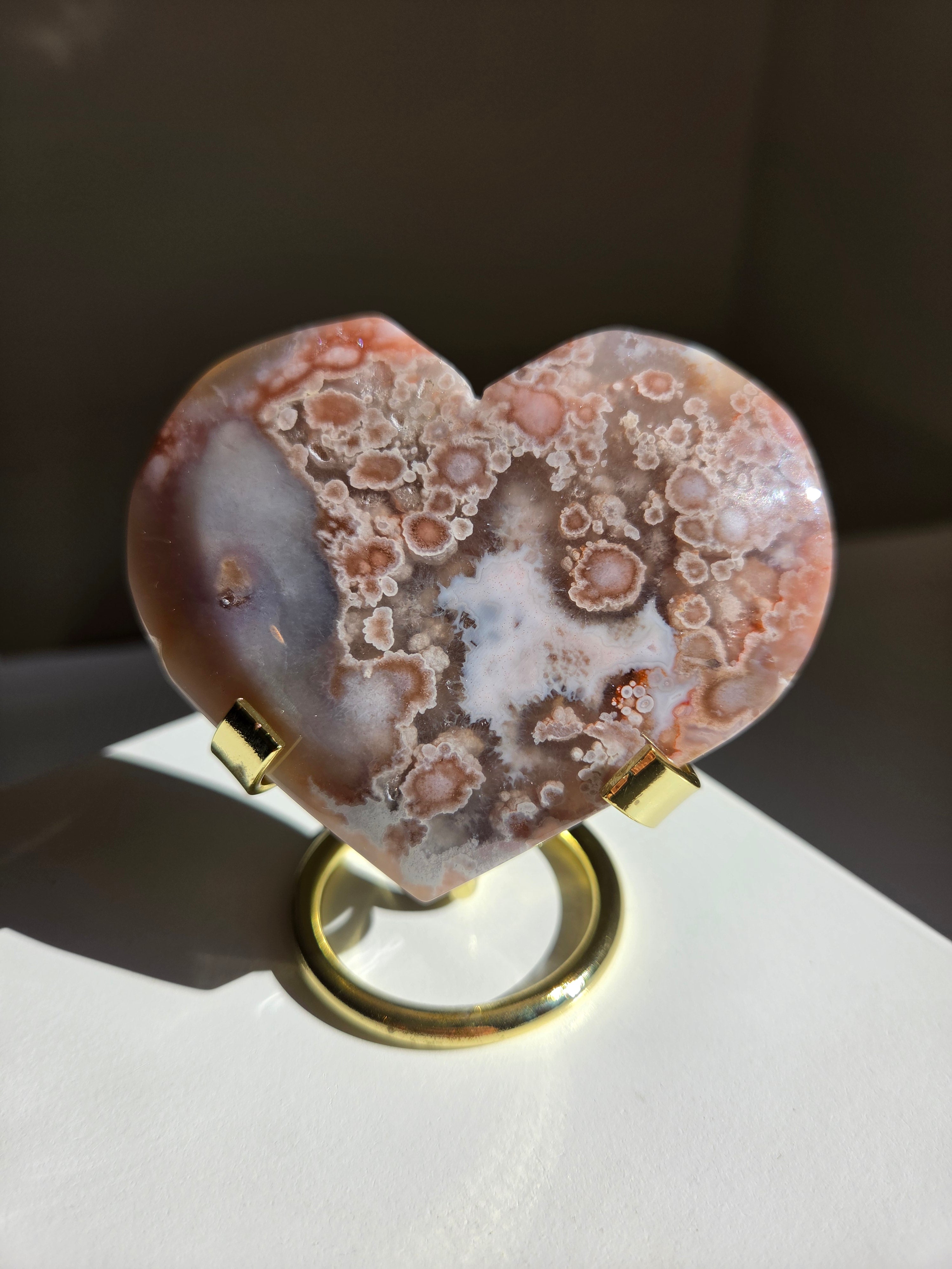 Flower Agate Heart 002