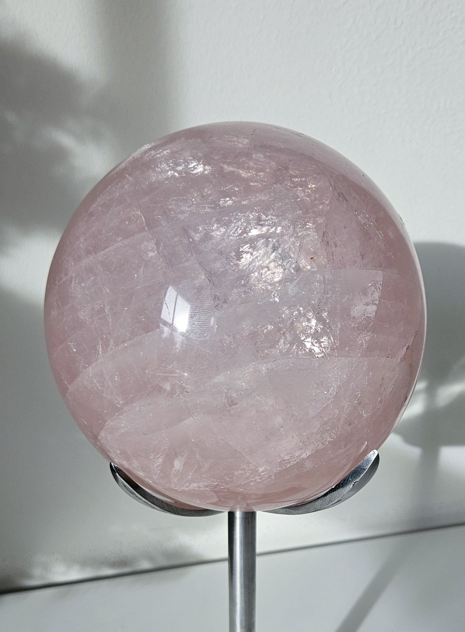 Icy Rose Quartz Statement Sphere