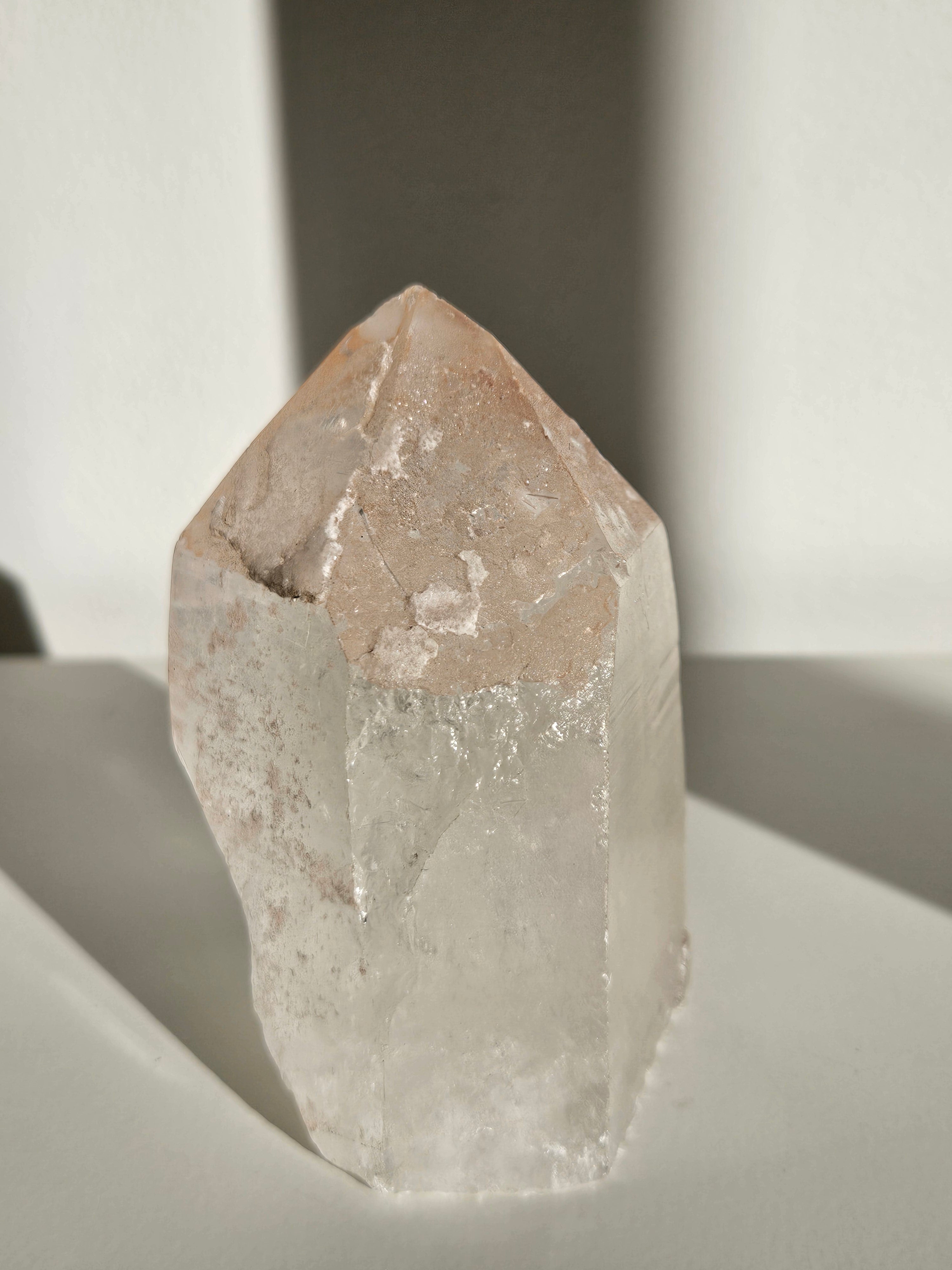 Hematite Crusted Semipolished Quartz Tower 003