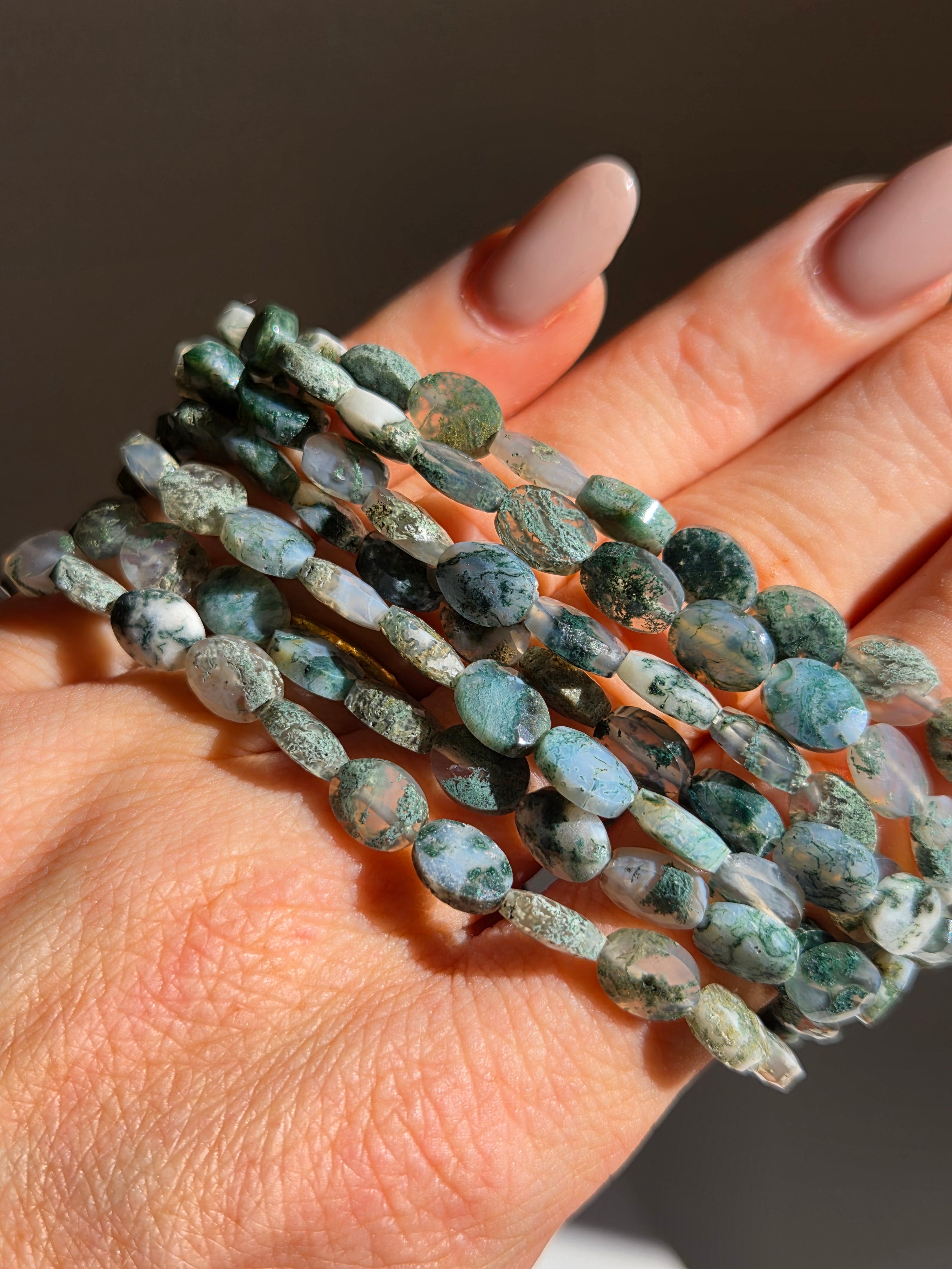 Moss Agate bracelet | faceted oval