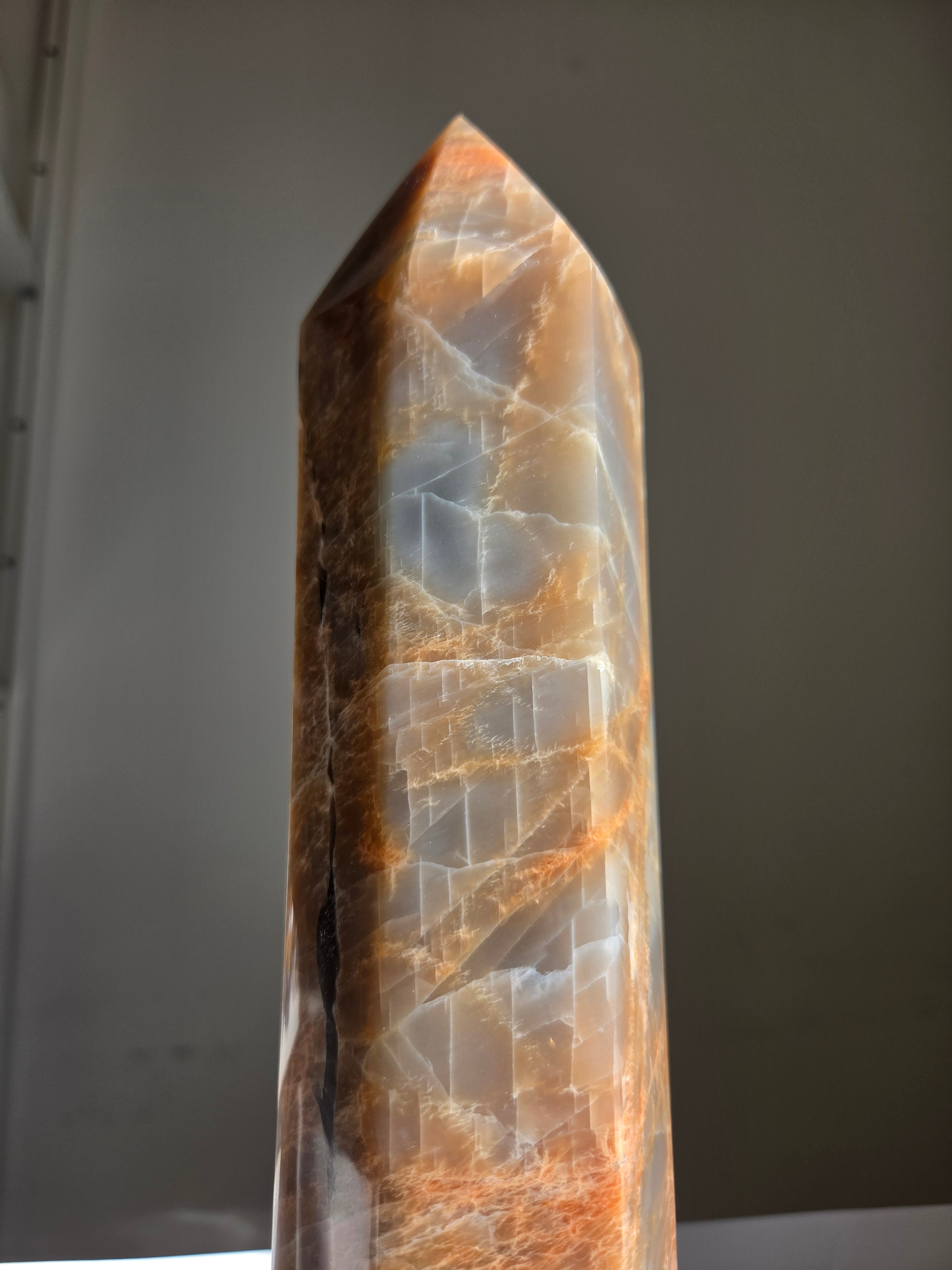 Peach Moonstone x Smoky Quartz Tower 001