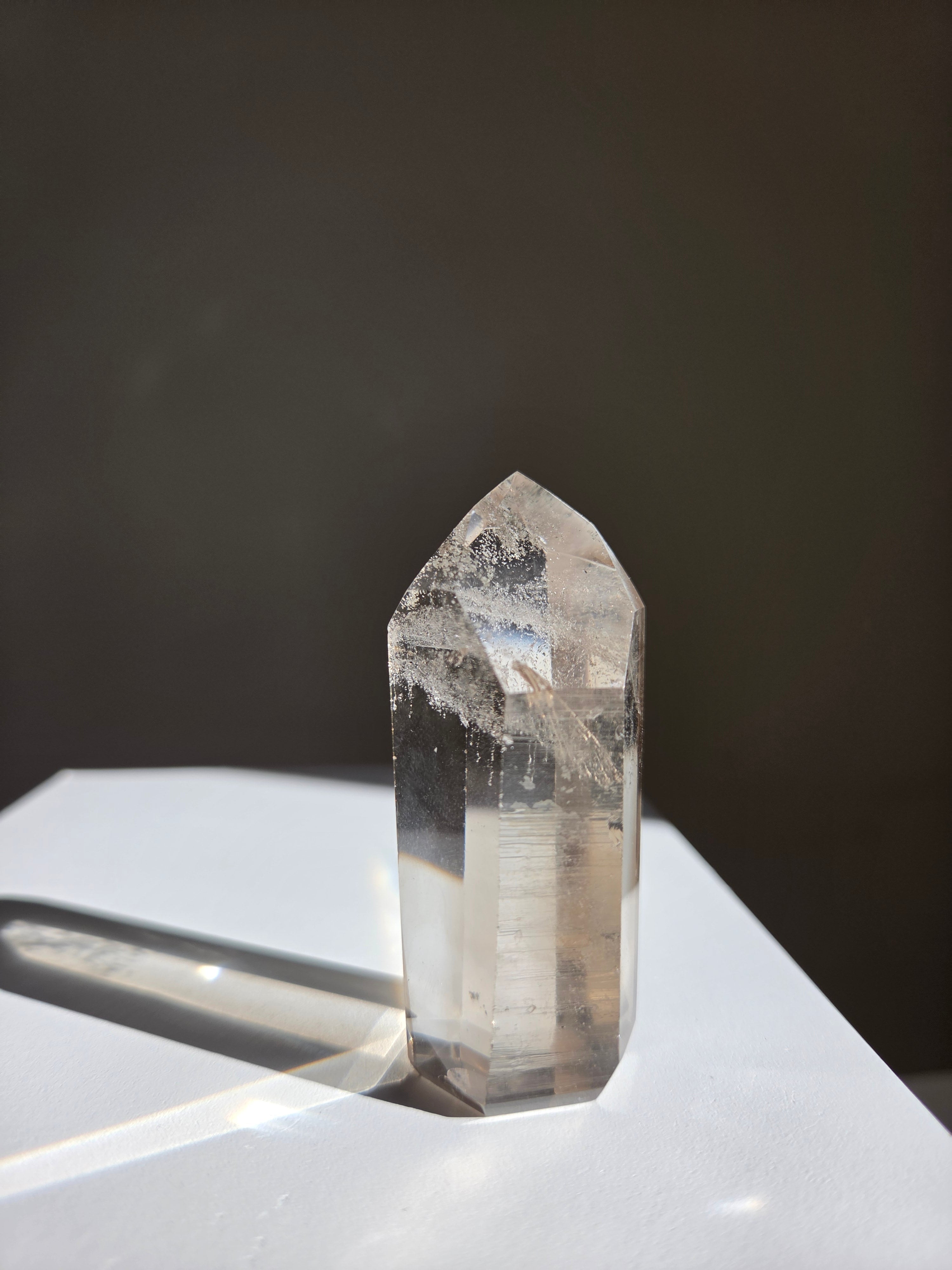 Semipolished Smoky Lemurian Tower 005
