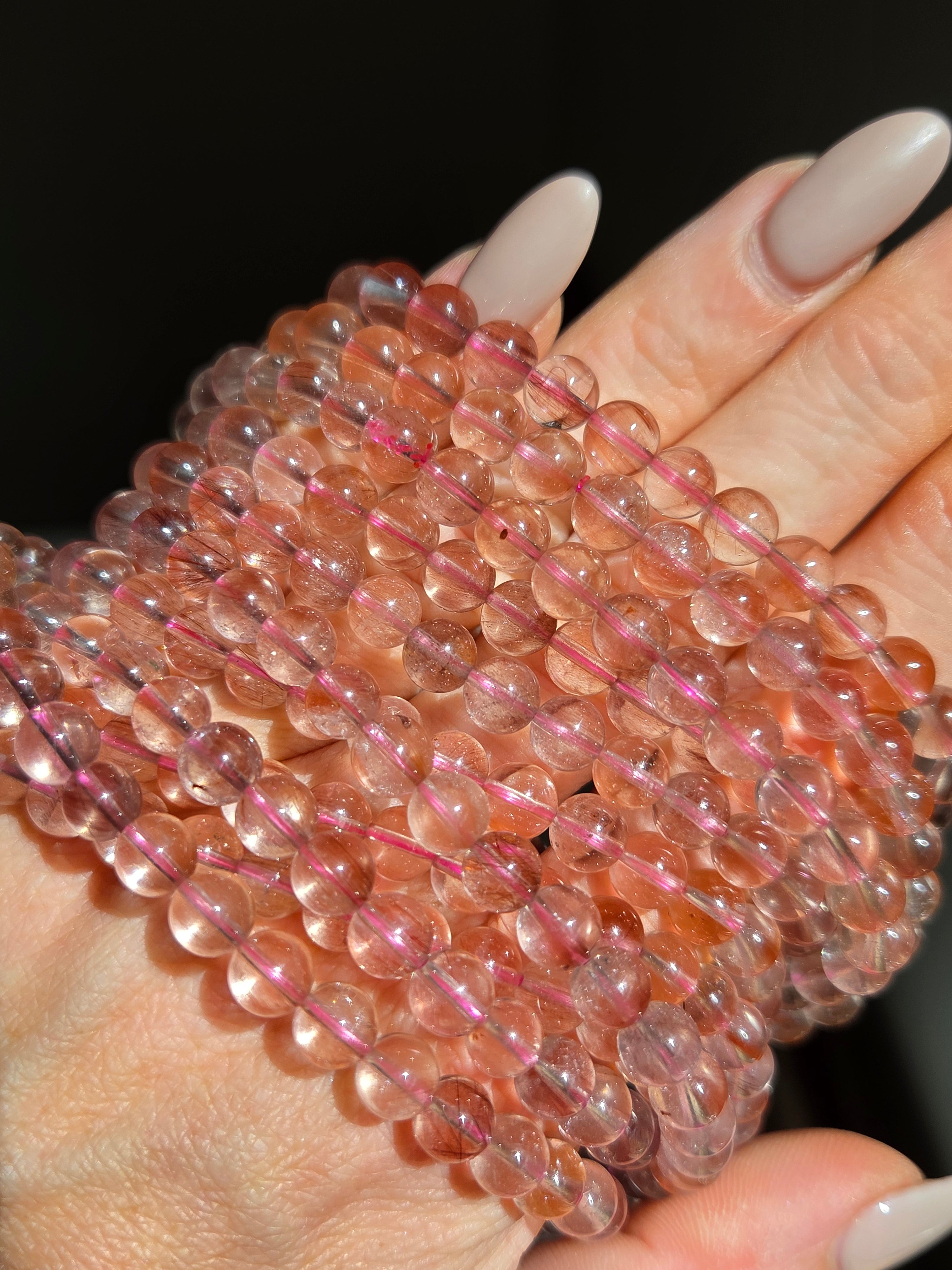 Pink Rutile Quartz Bracelet | 6.5mm