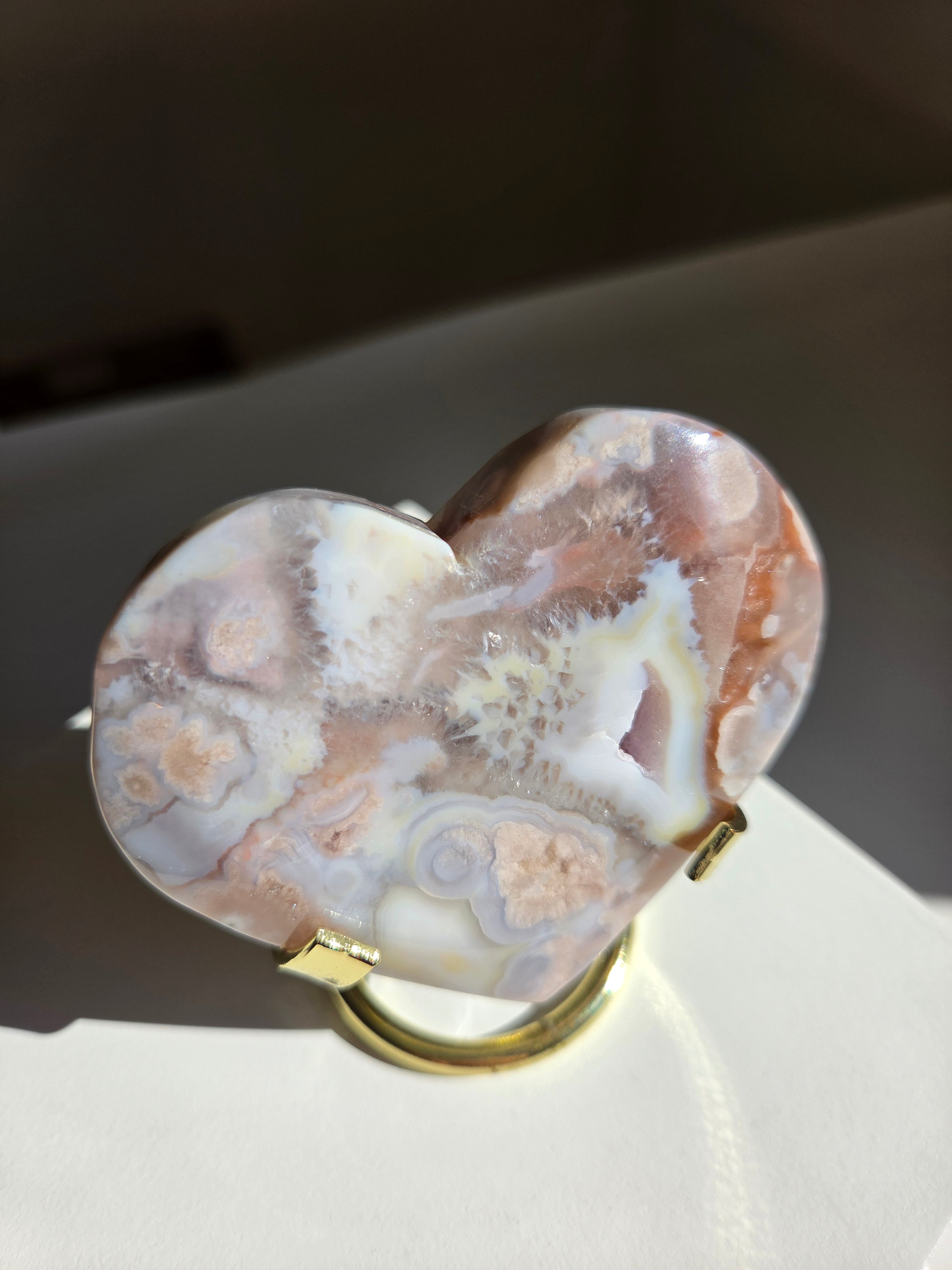 Flower Agate Heart 001