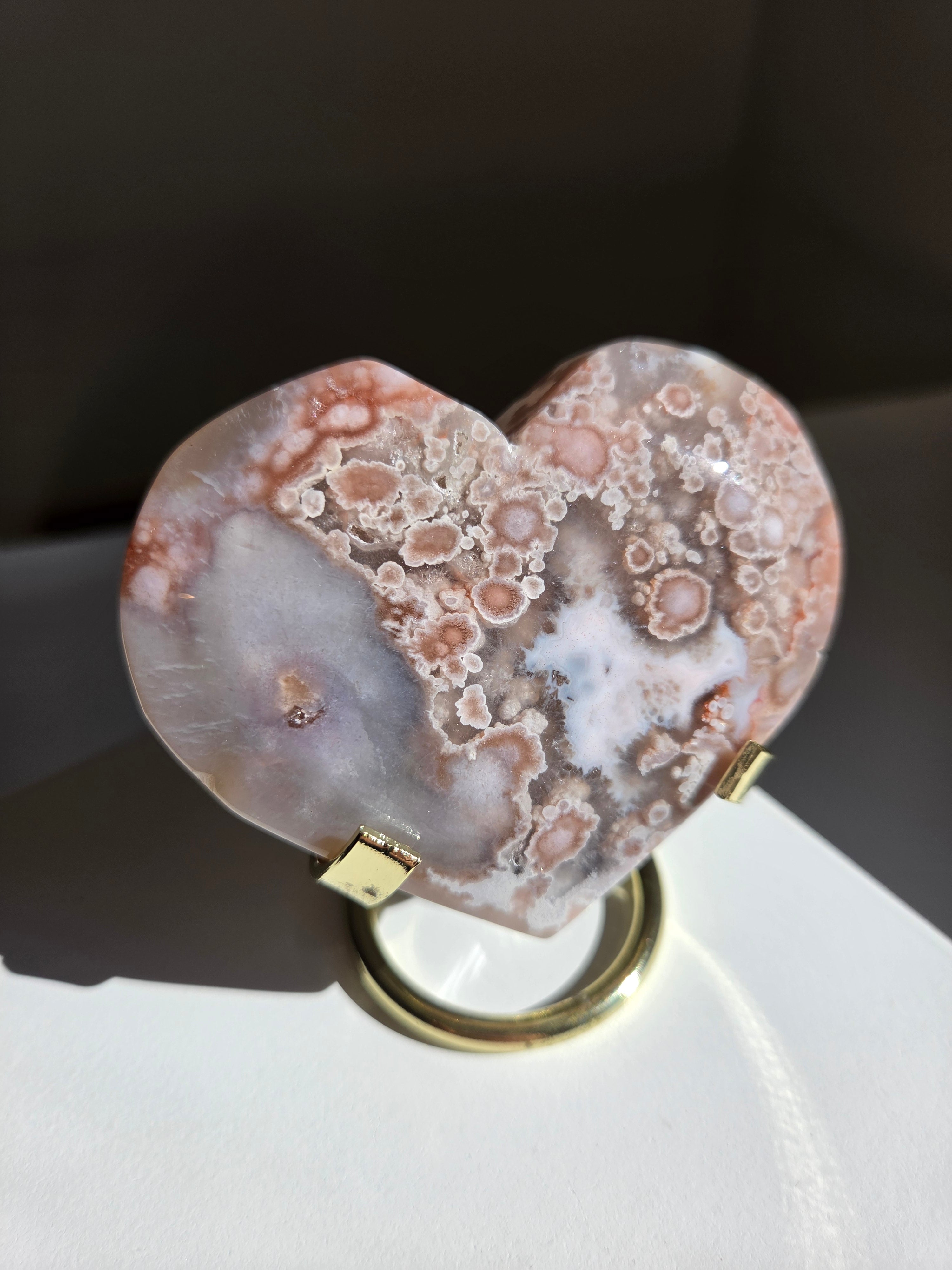 Flower Agate Heart 002