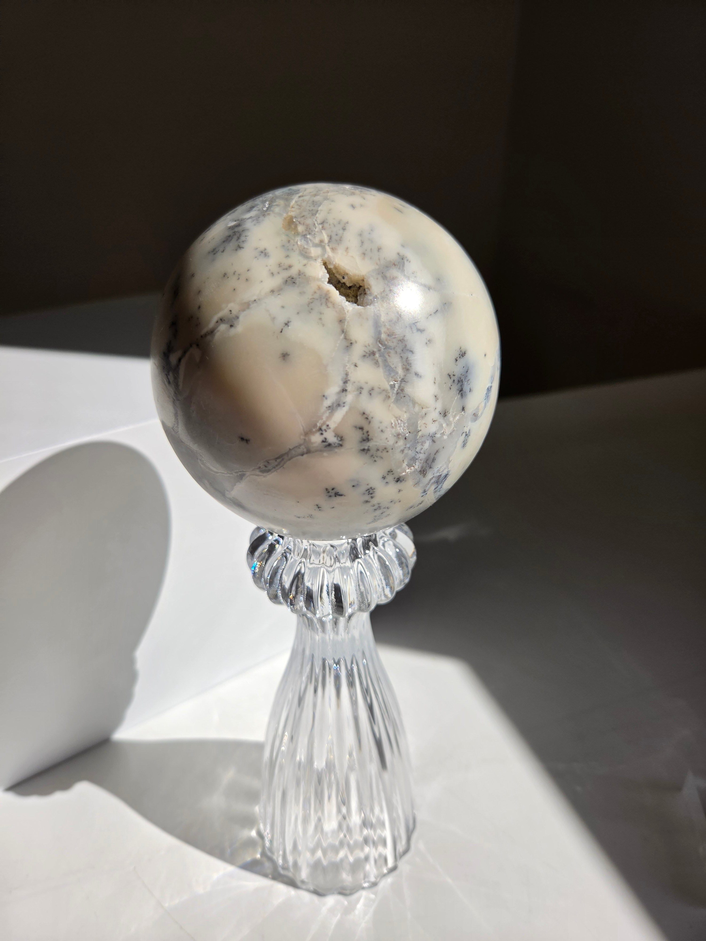 Dendritic Opal Sphere on Stand
