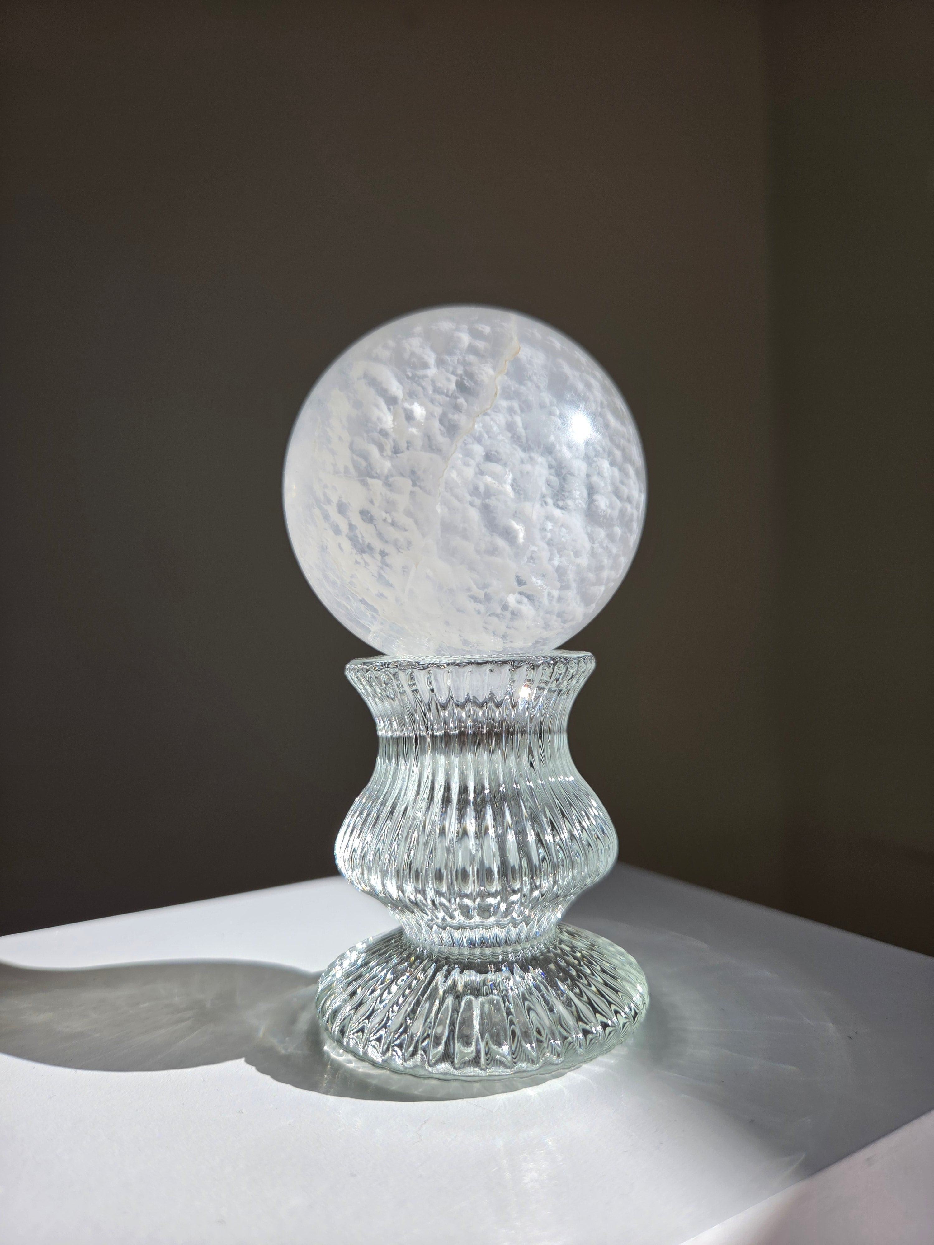 White Fluorite Sphere 001