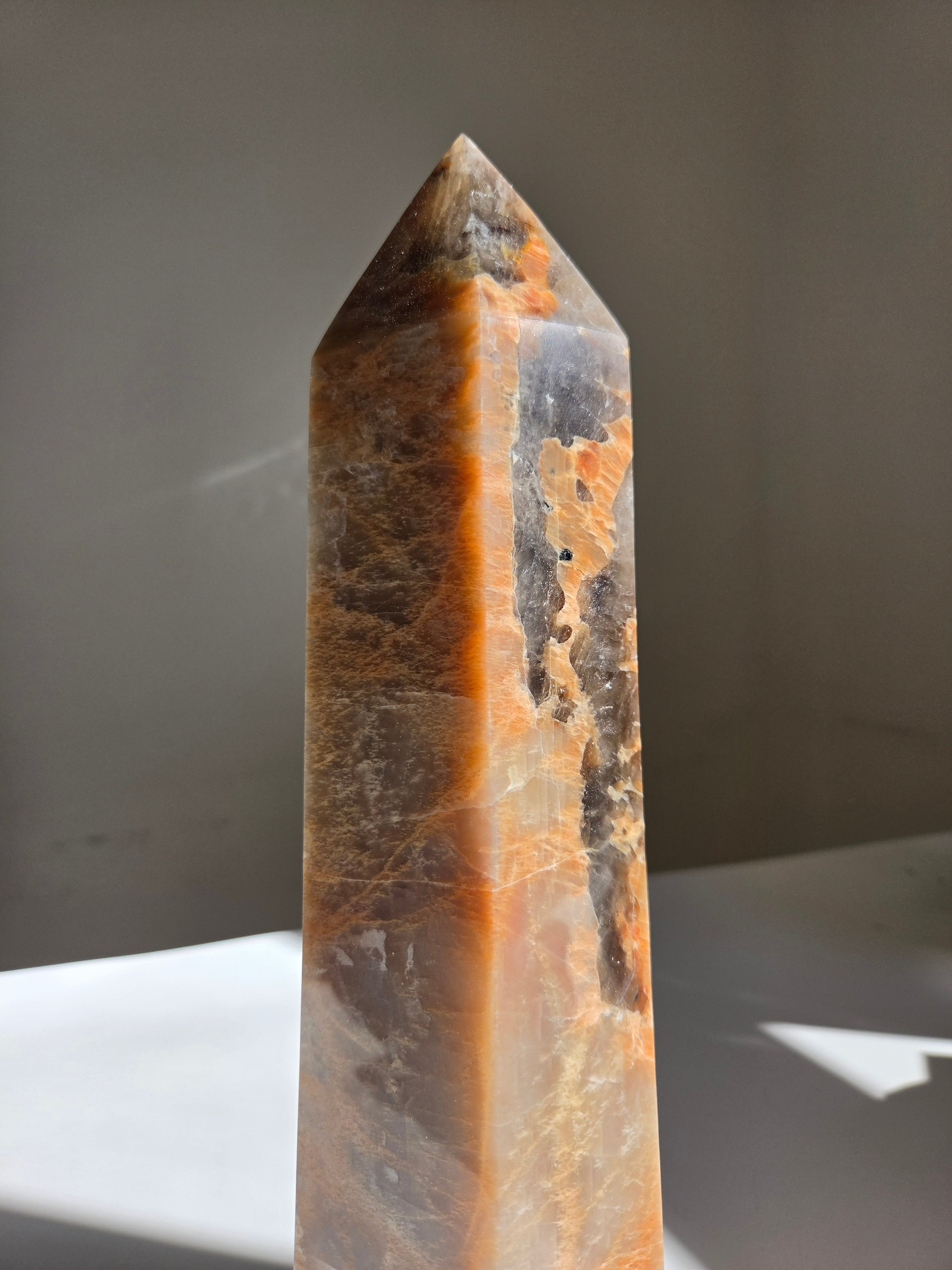 Peach Moonstone x Smoky Quartz Tower 002