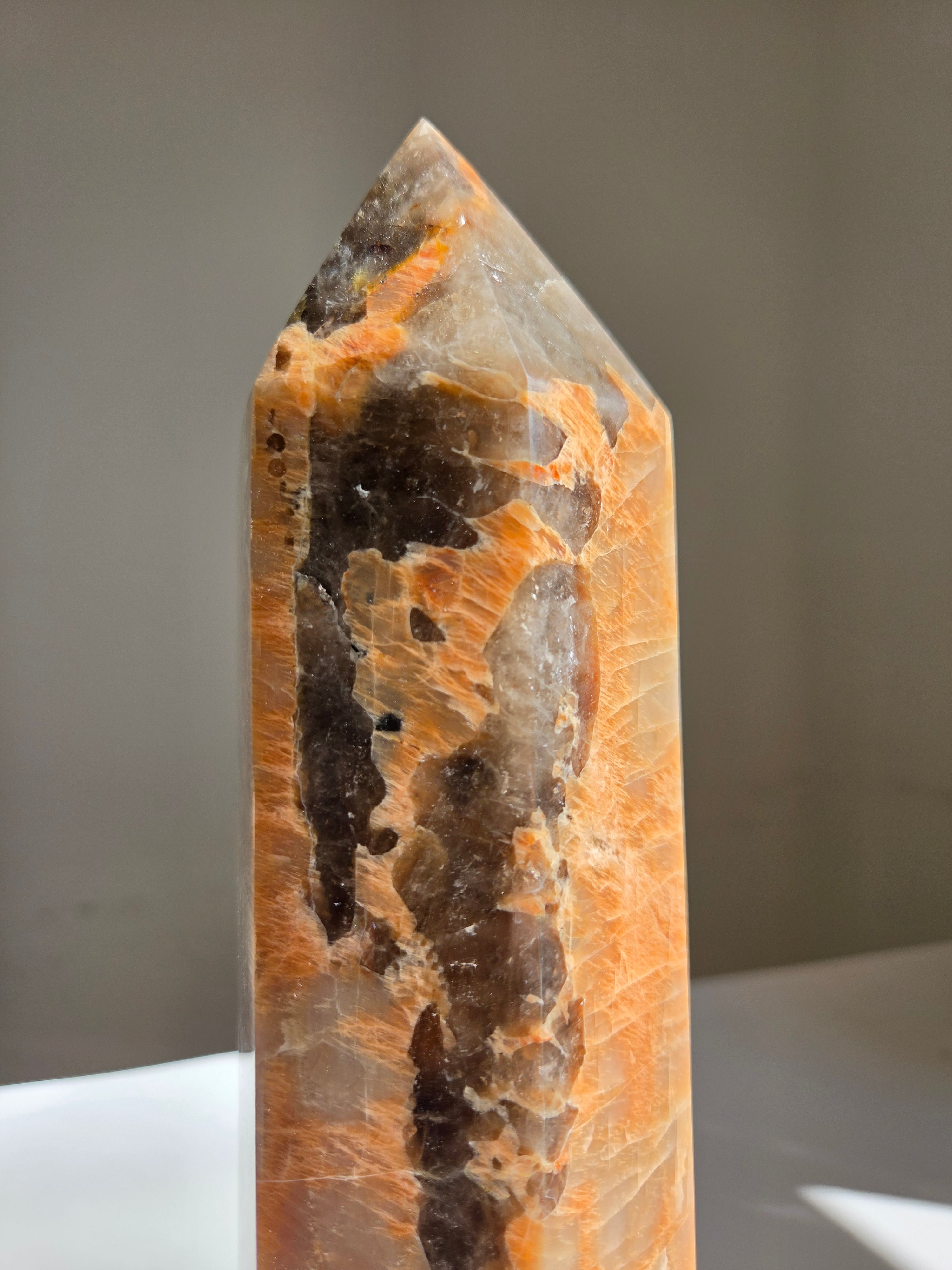 Peach Moonstone x Smoky Quartz Tower 002