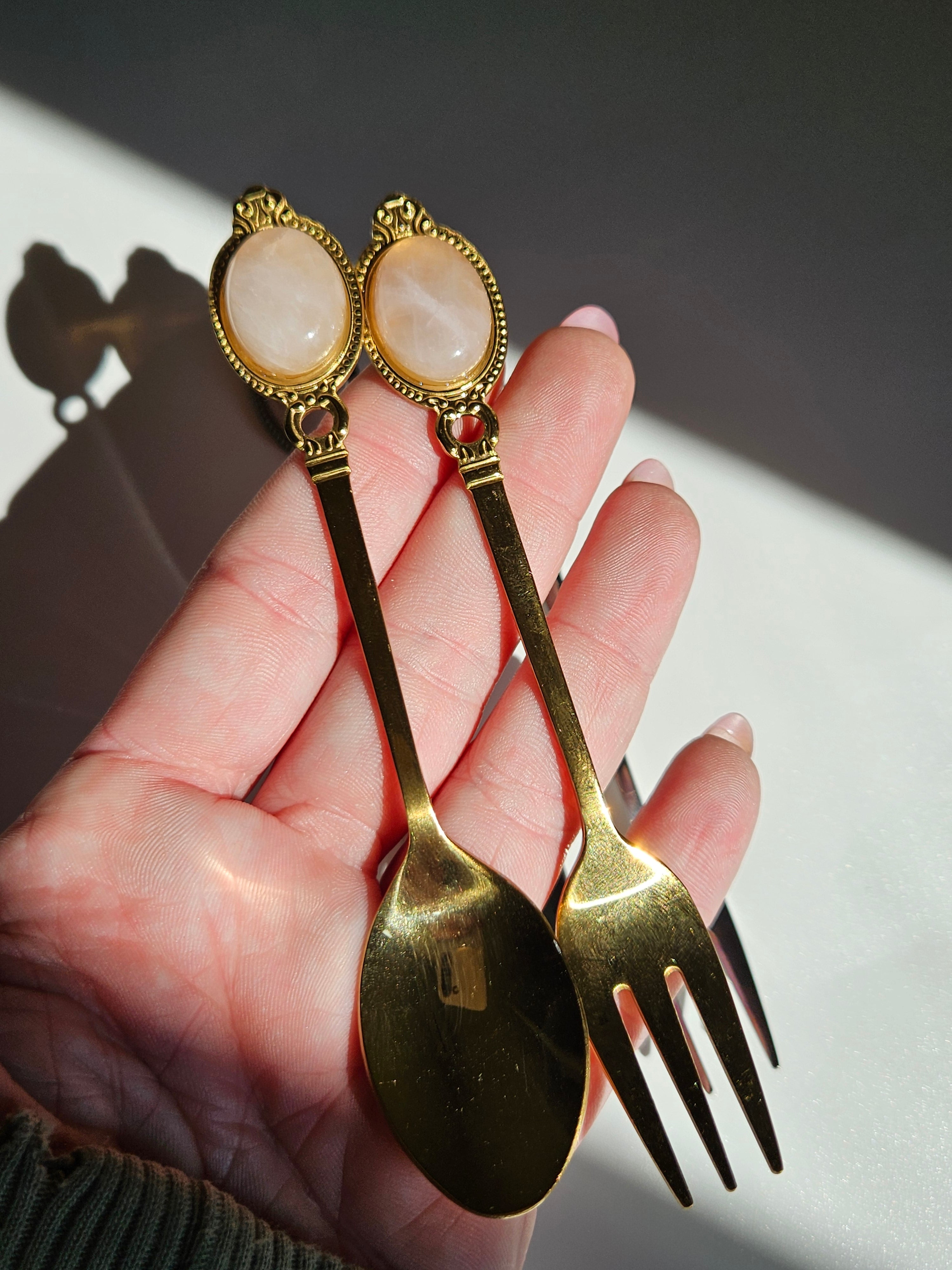 Rose Quartz Spoon & Fork