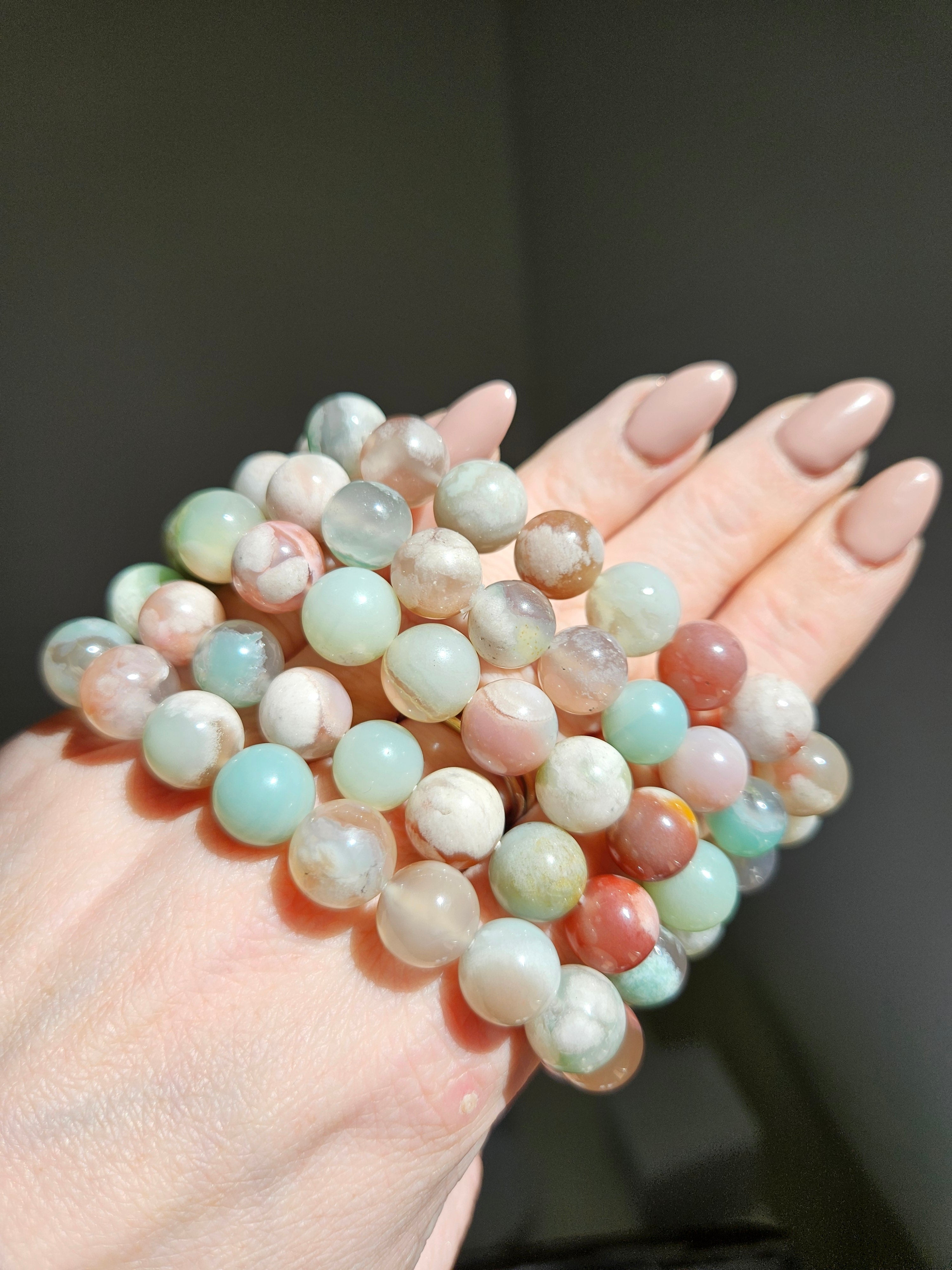 Green Flower Agate Bracelet | 11mm