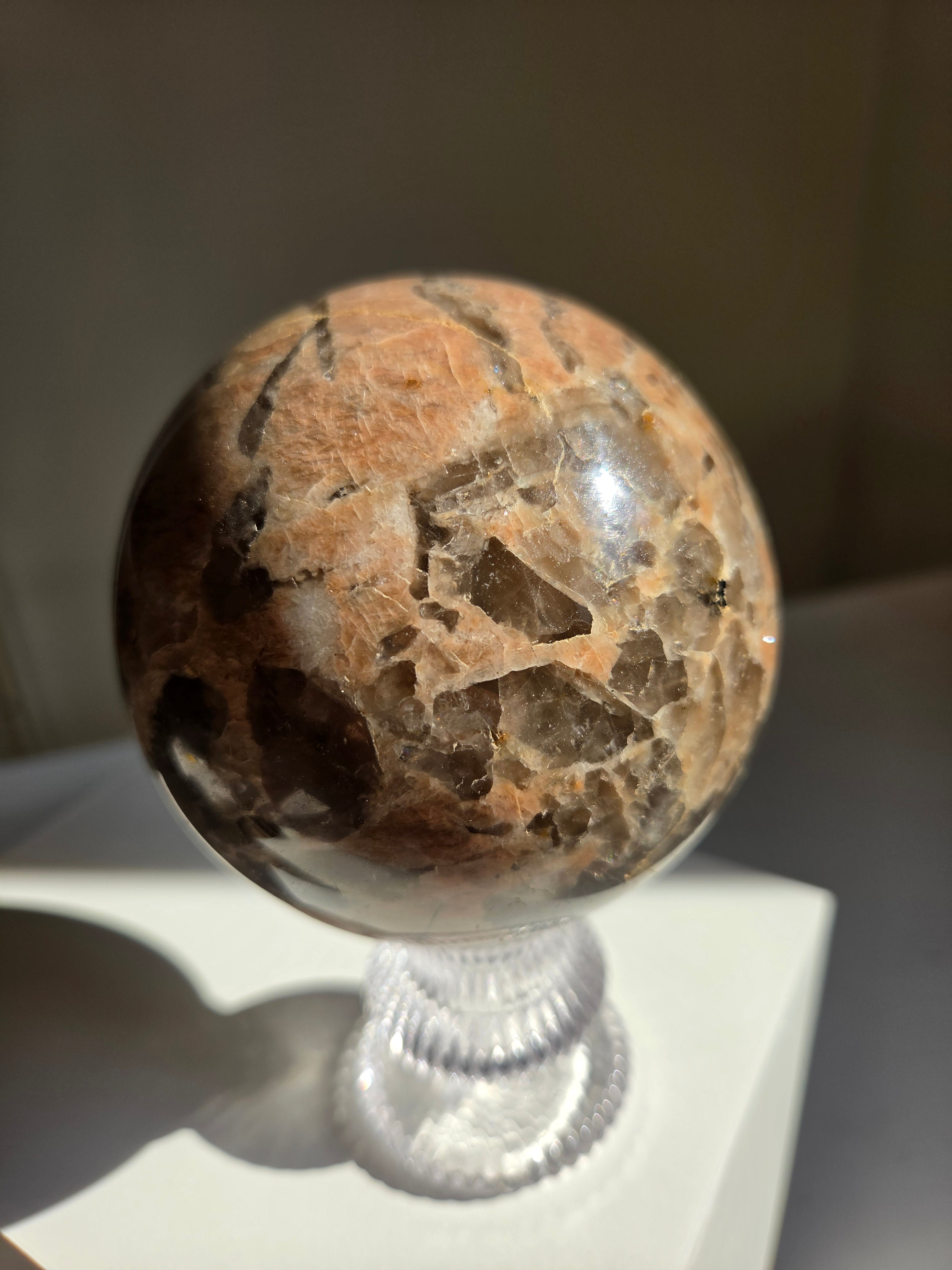 Moonstone x Smoky Quartz Sphere 001
