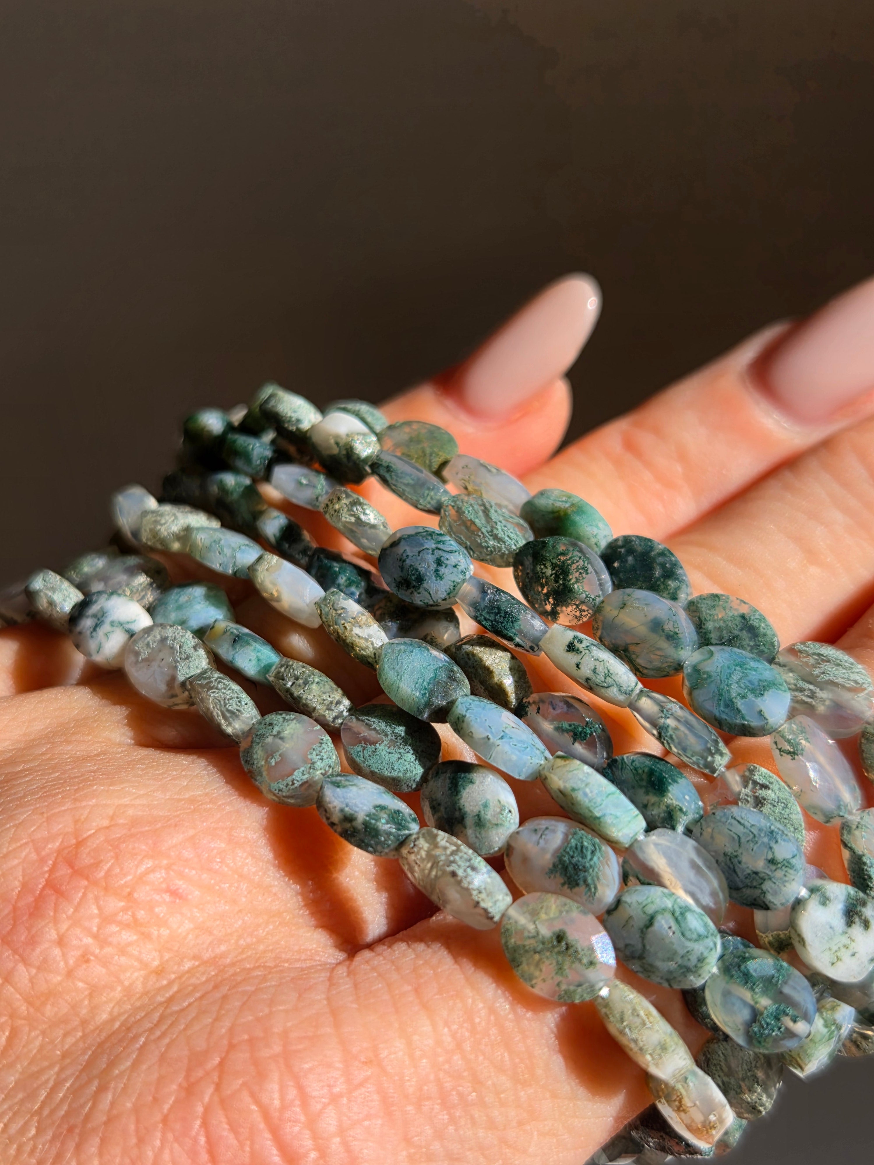 Moss Agate bracelet | faceted oval