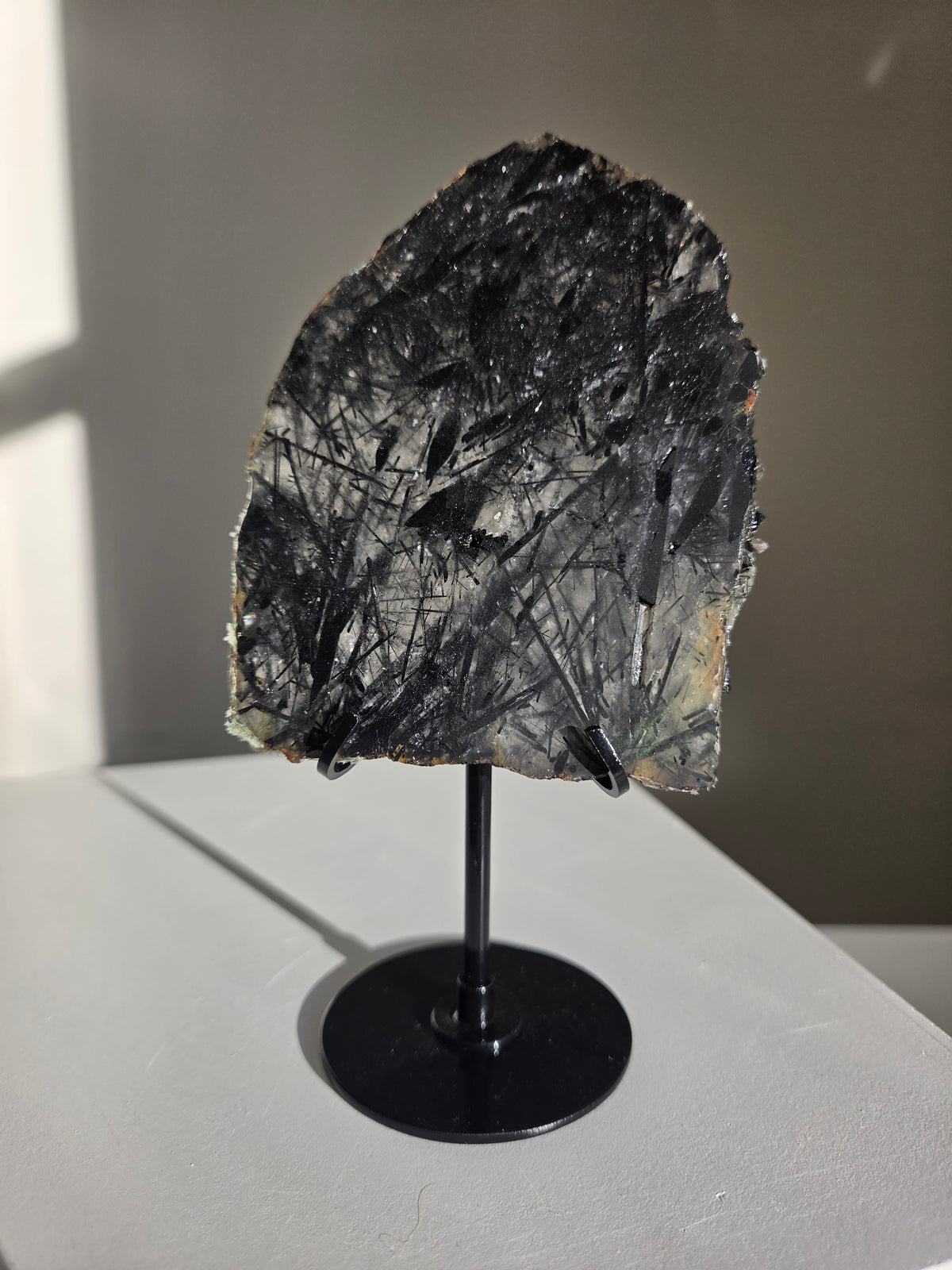 Black Tourmaline x Quartz Slab 004