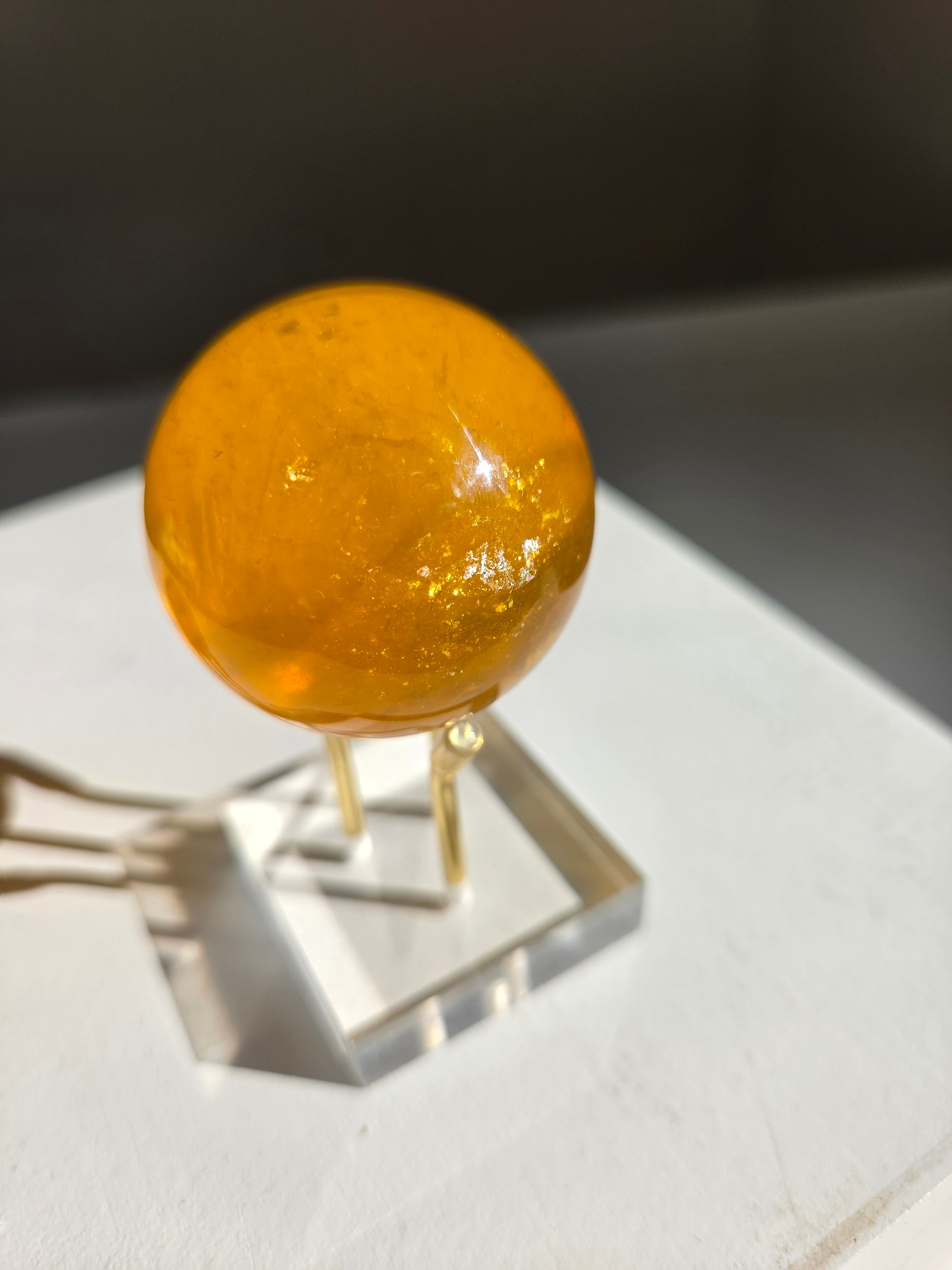 Yellow Fluorite x Mica Sphere 002