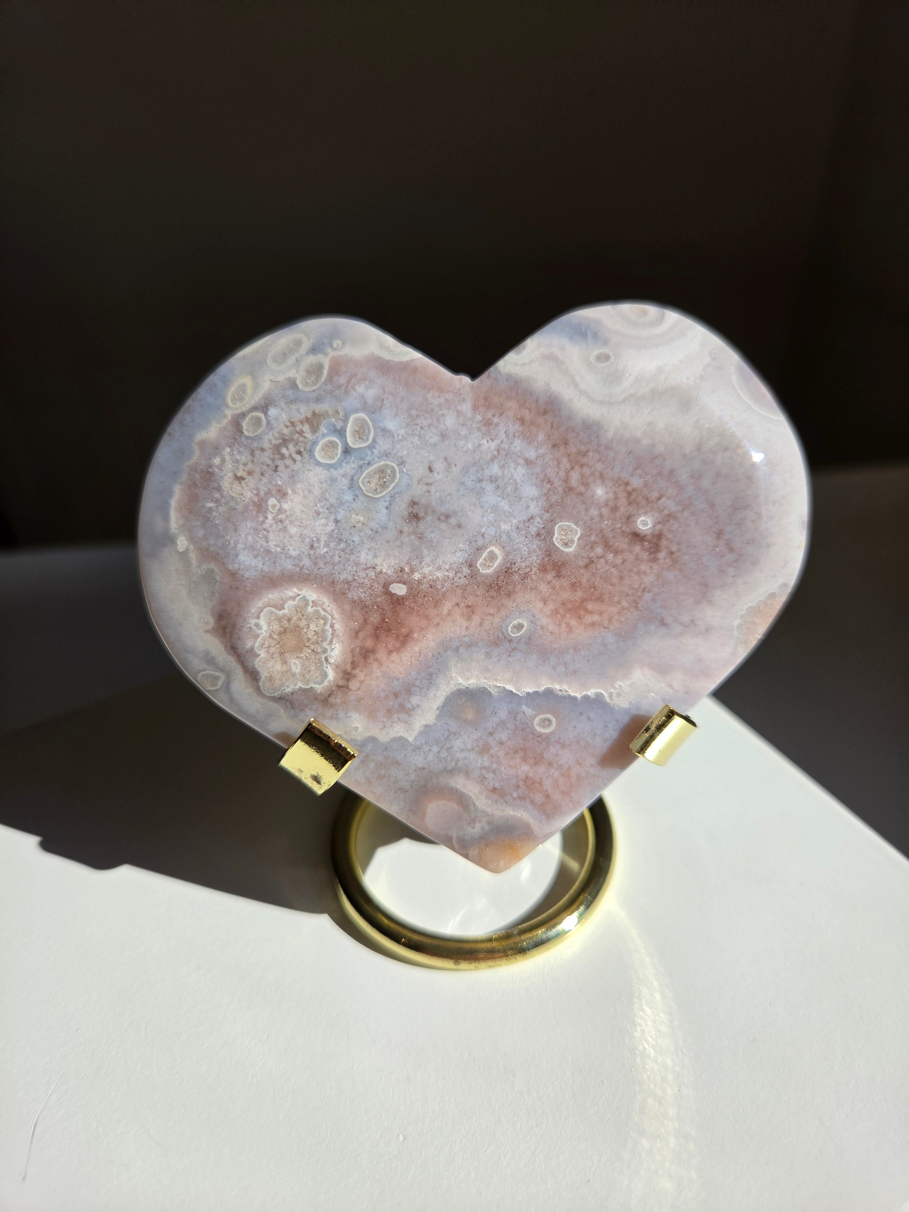 Flower Agate Heart 007