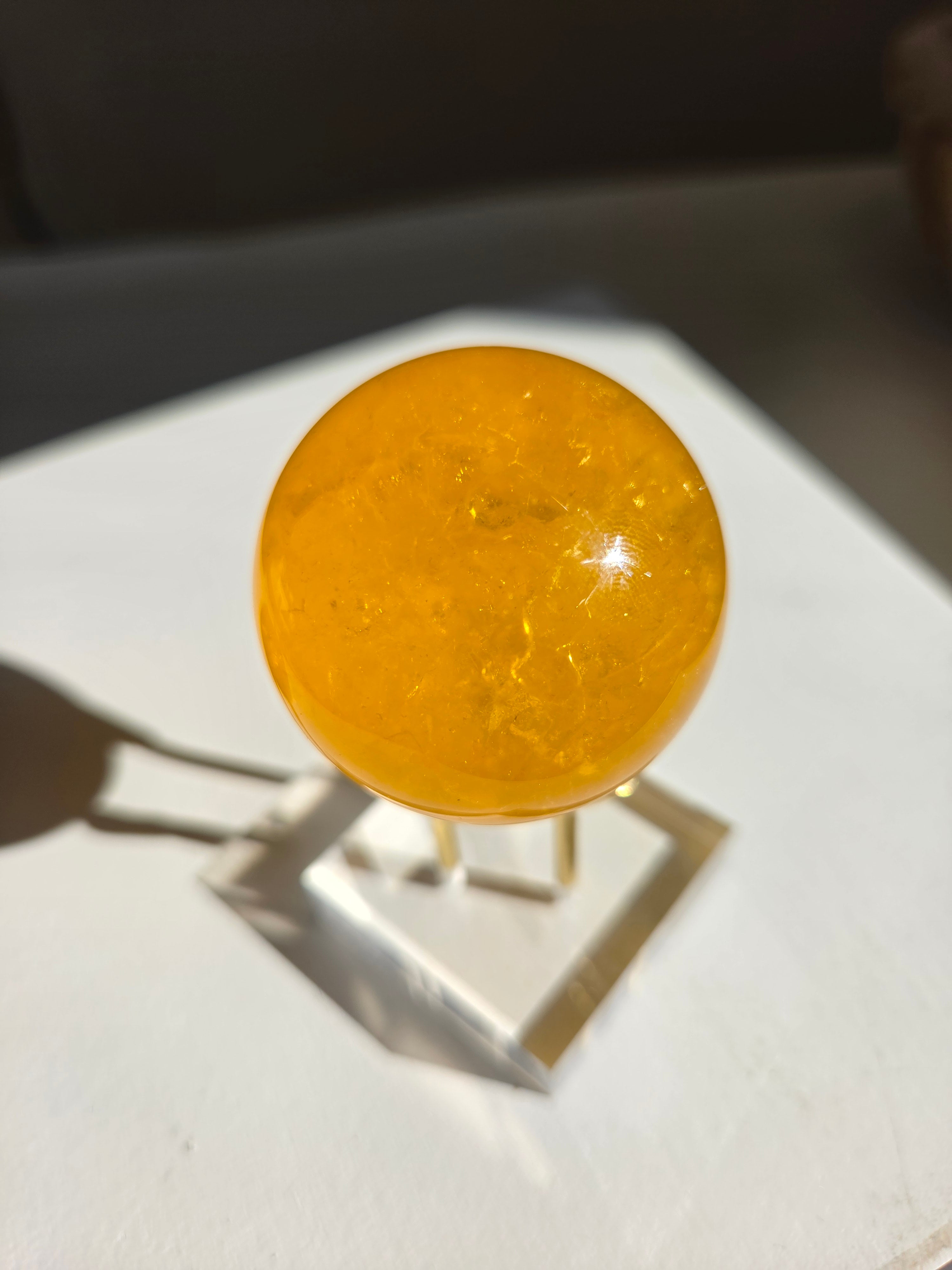 Yellow Fluorite x Mica Sphere 001