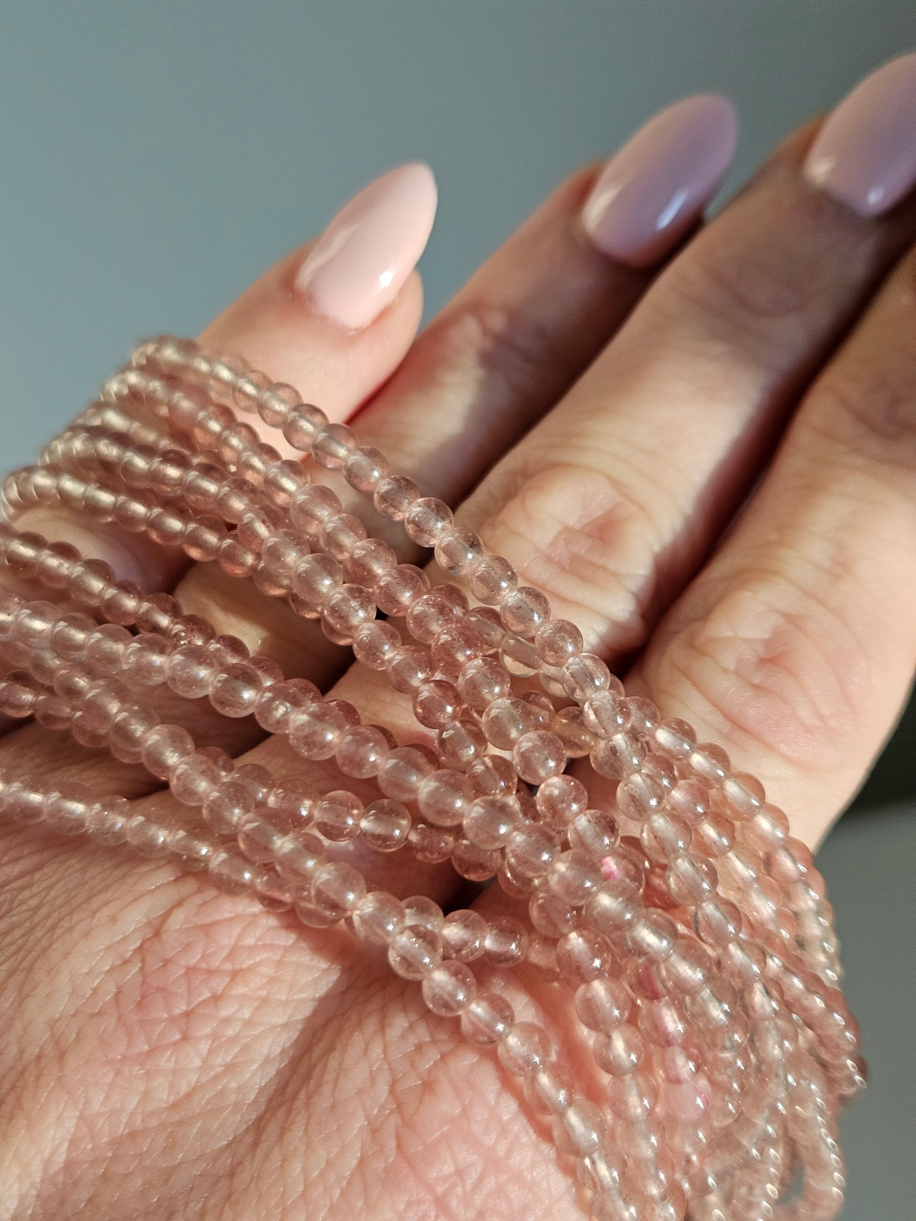 Strawberry Quartz 3 wrap Bracelet | 4mm