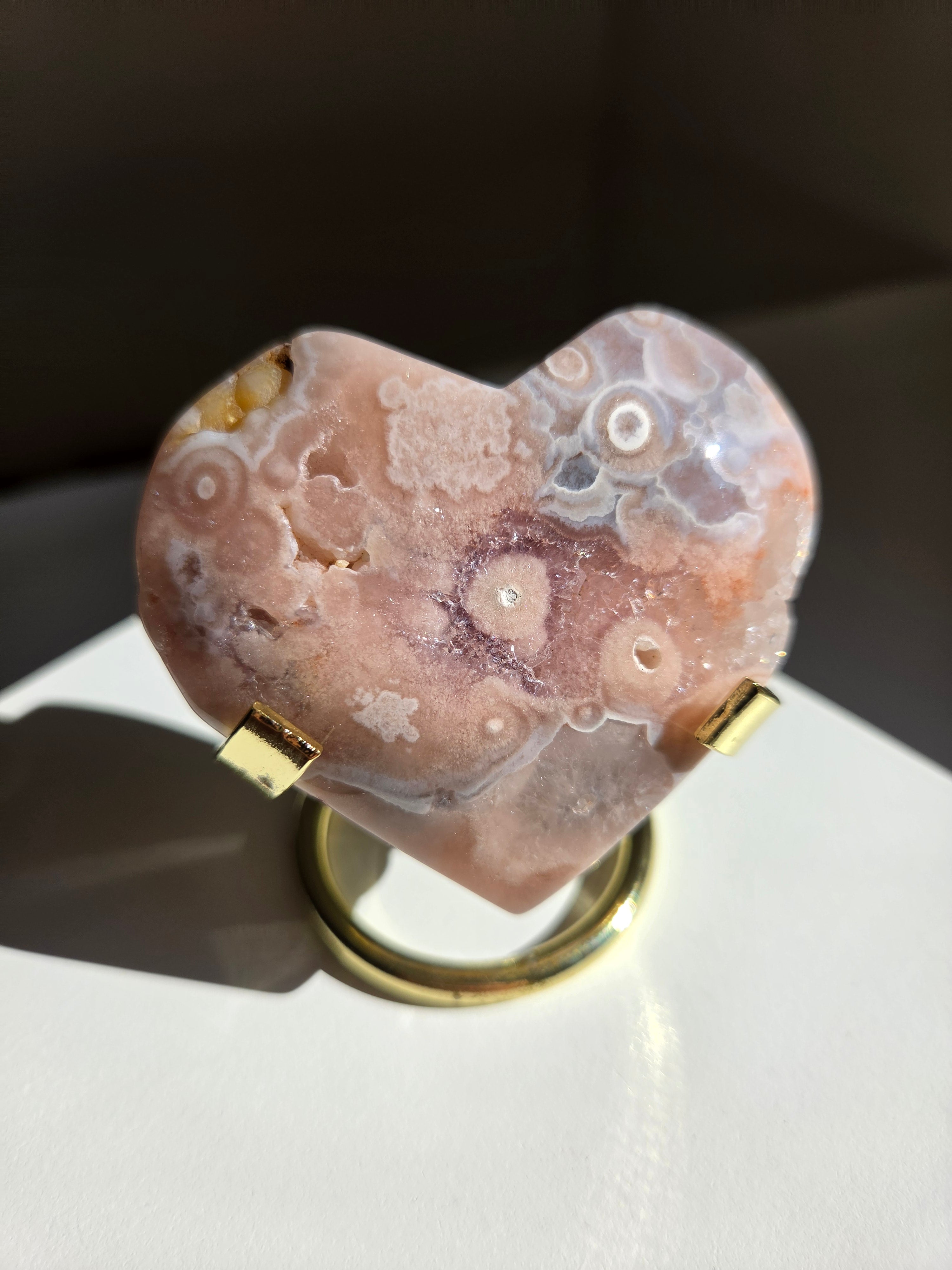 Flower Agate Heart 003