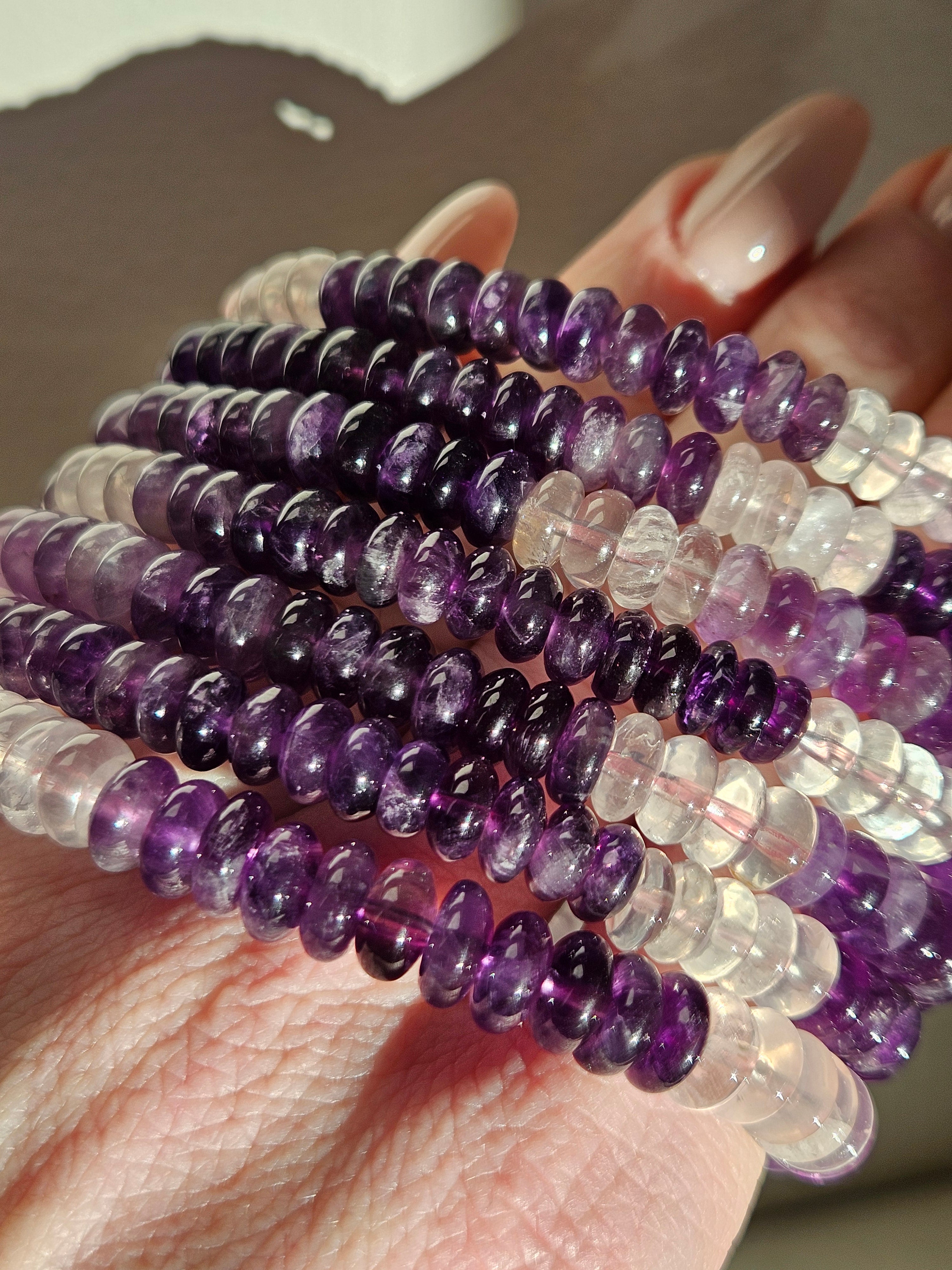 Amethyst x Quartz bracelet | donut beads