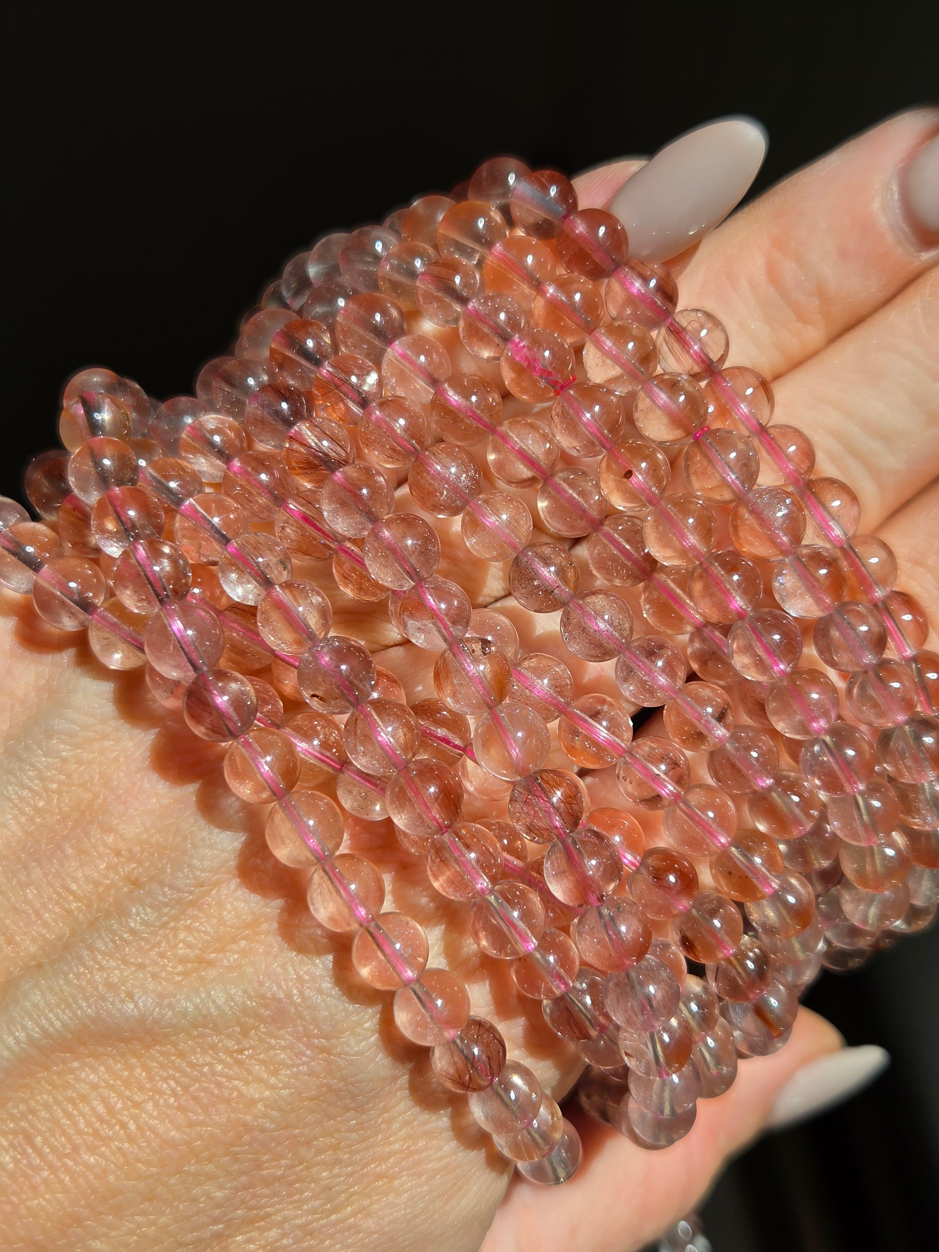 Pink Rutile Quartz Bracelet | 6.5mm