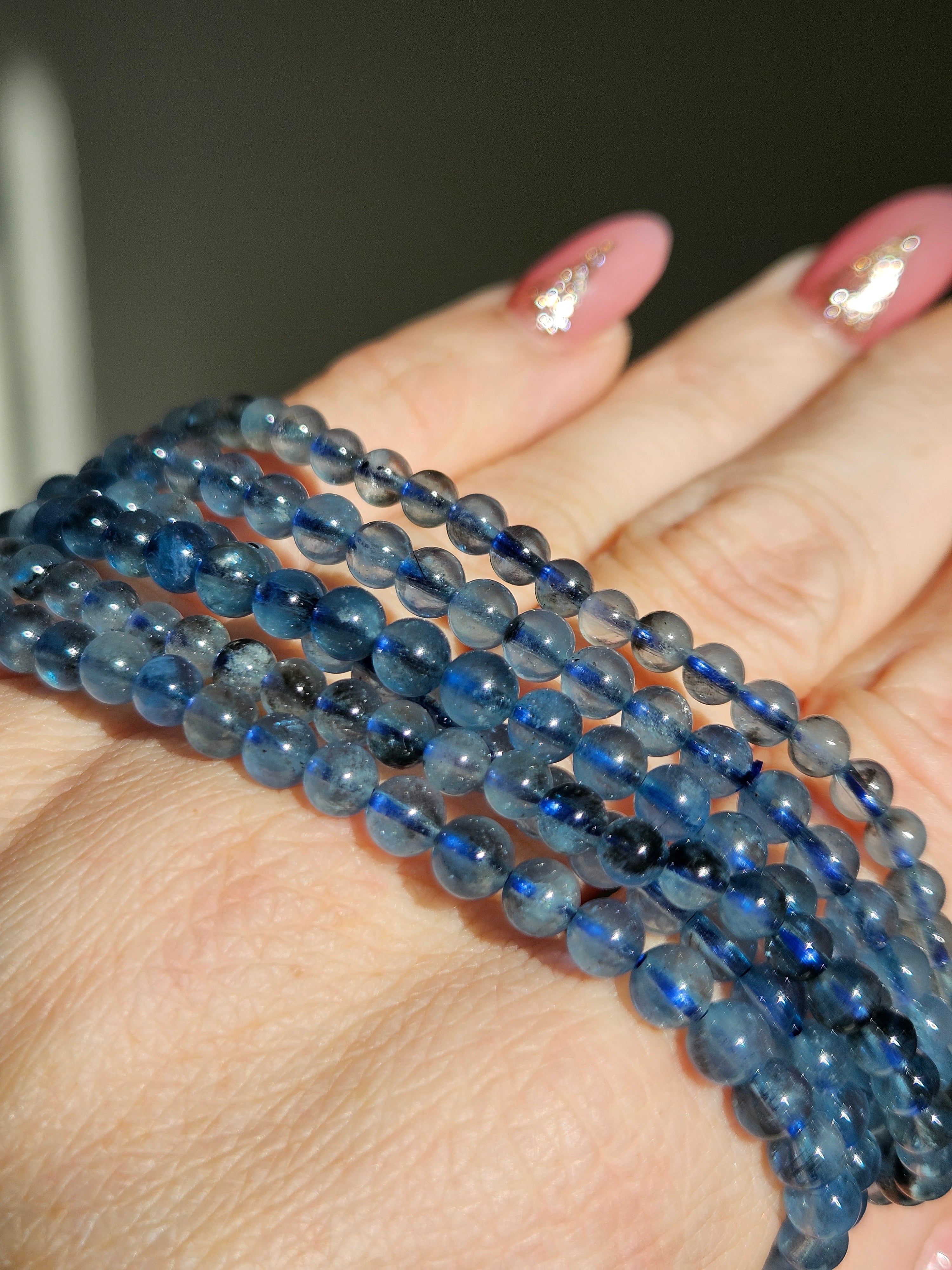 Devils Blue Aquamarine 3 wrap bracelet | 4mm