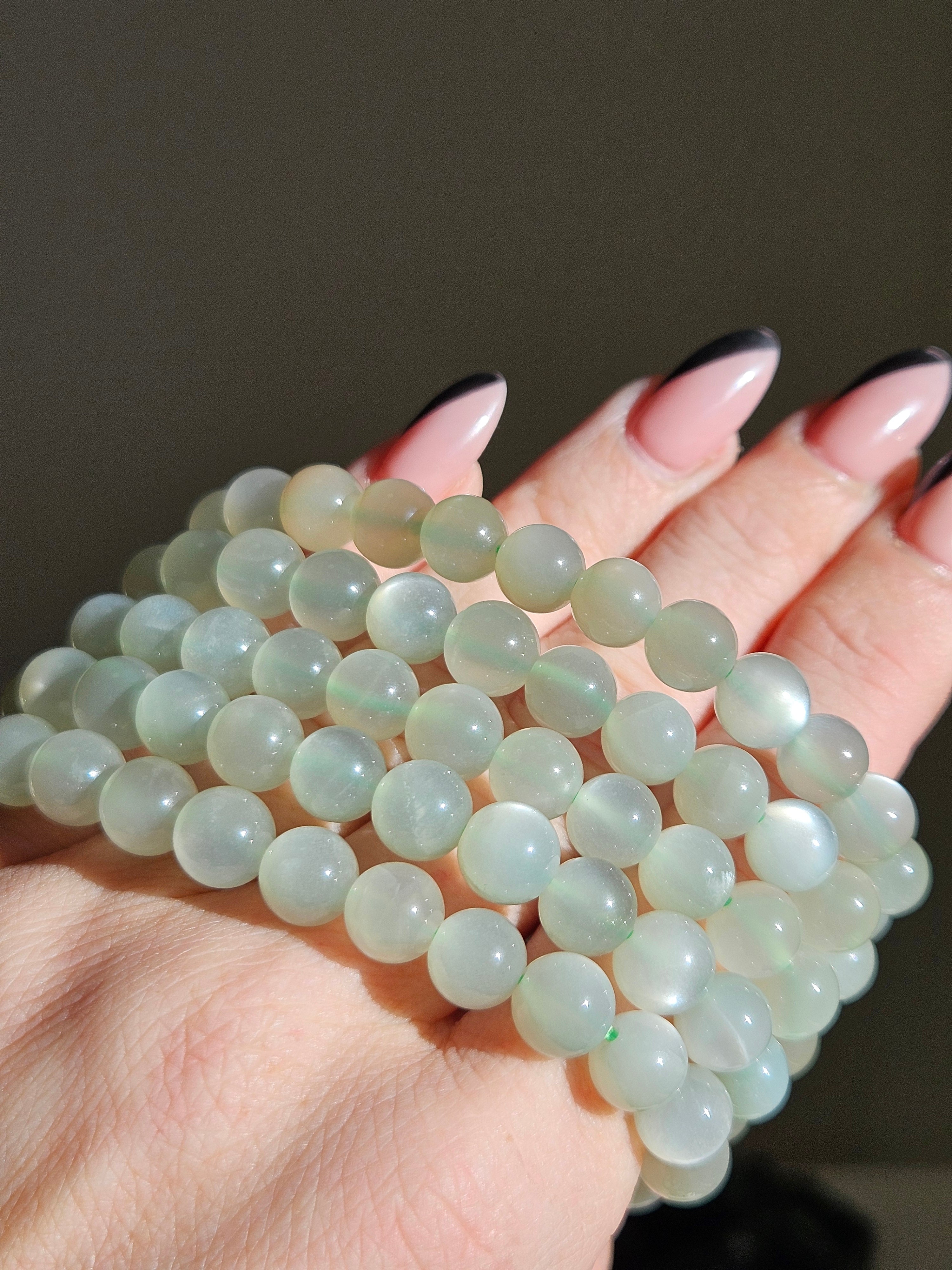 Green Moonstone Bracelet | 8mm