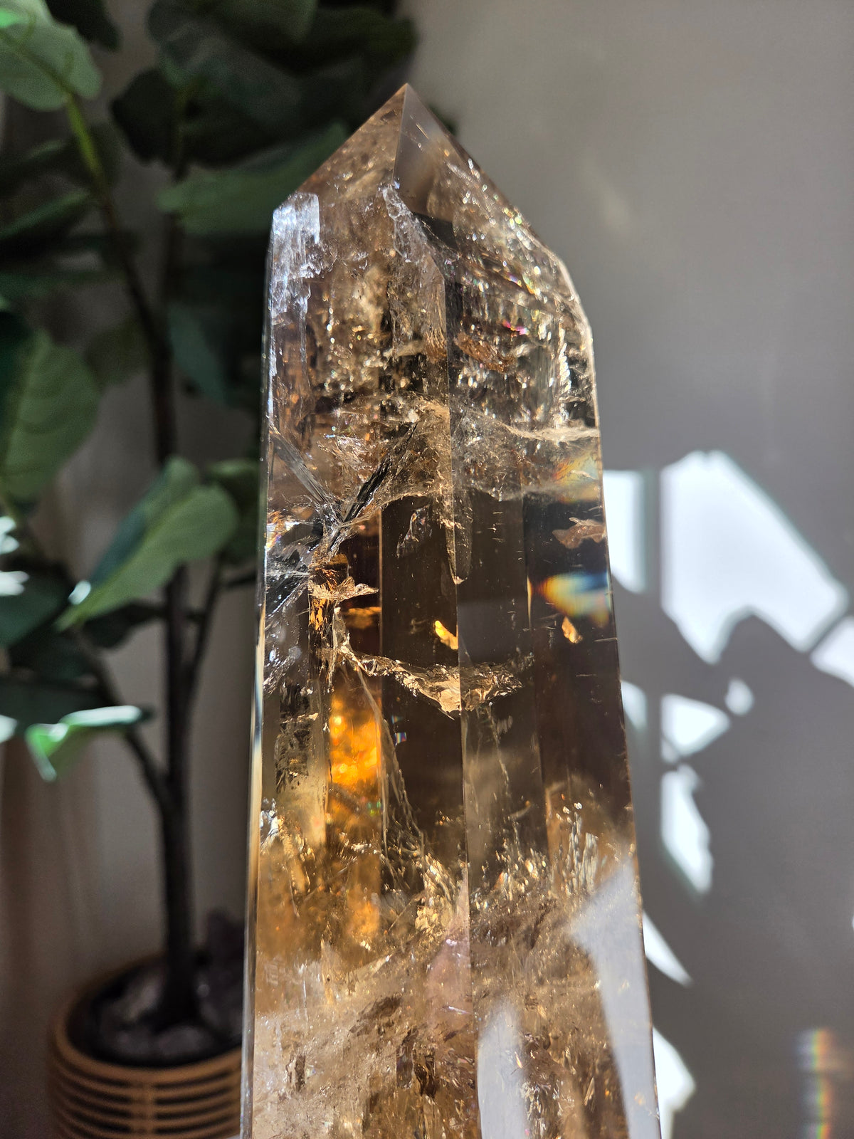 Smoky Citrine Statement on custom Spinning stand