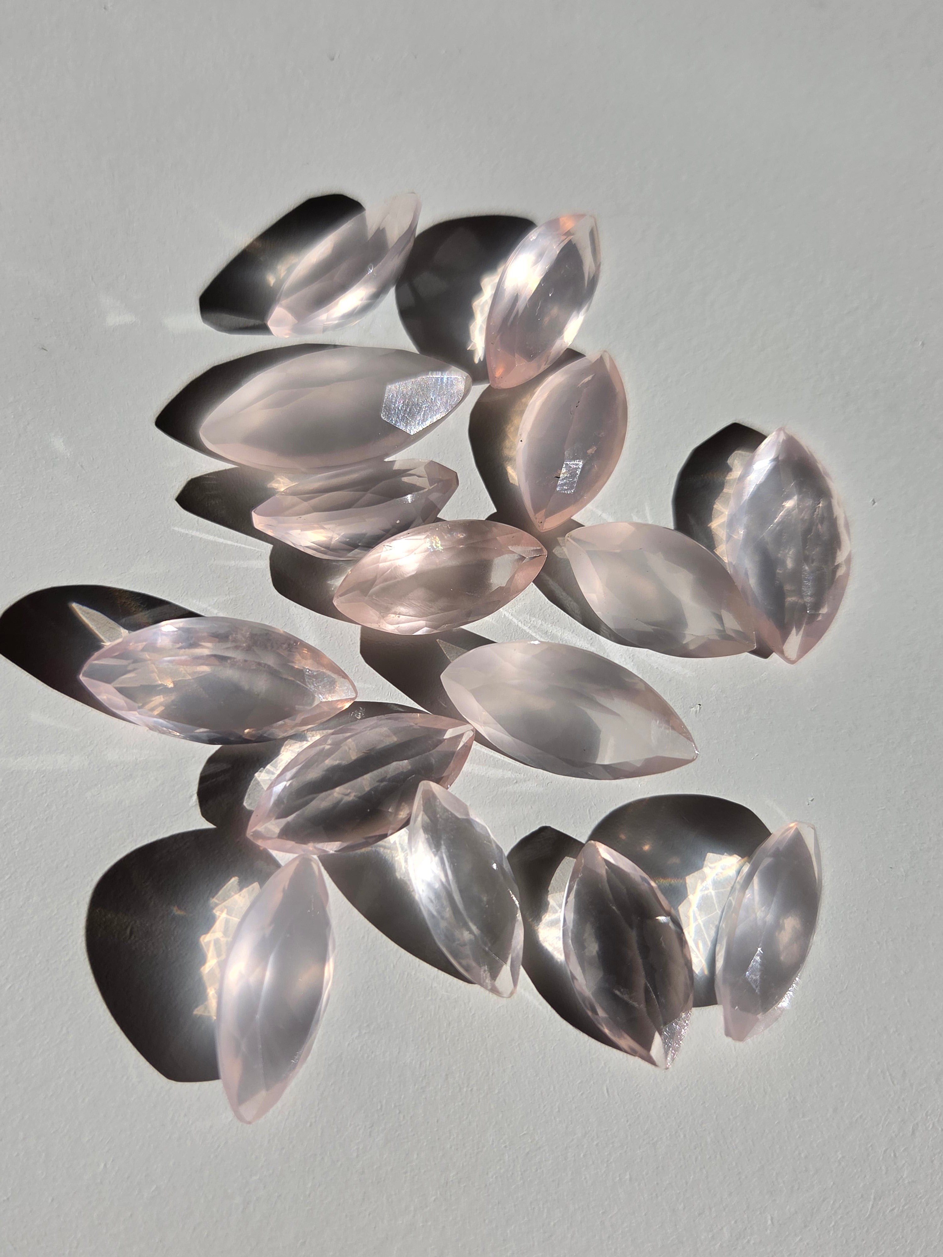 Faceted Rose Quartz Marquise Set