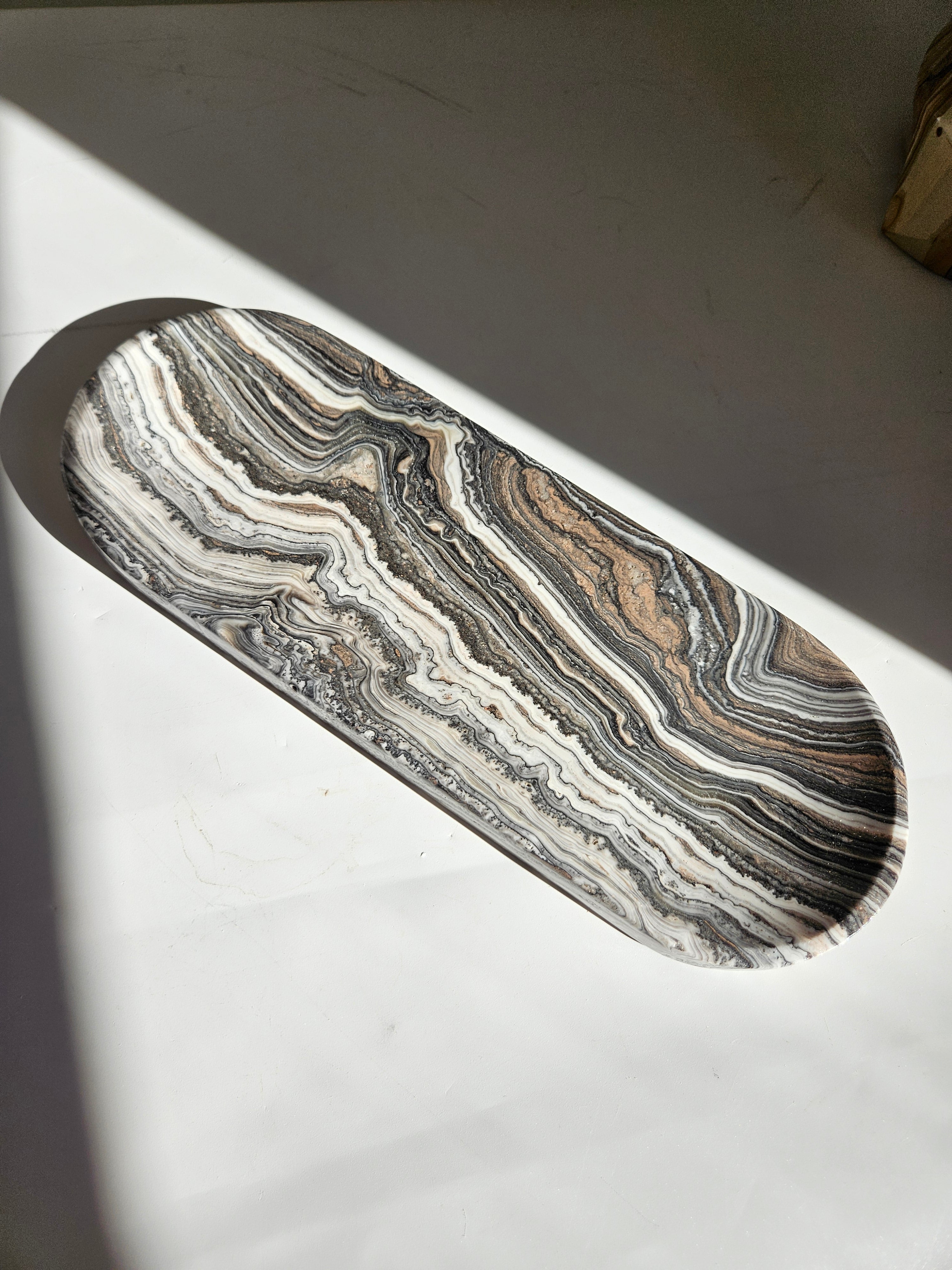 Banded Calcite Oval Dish