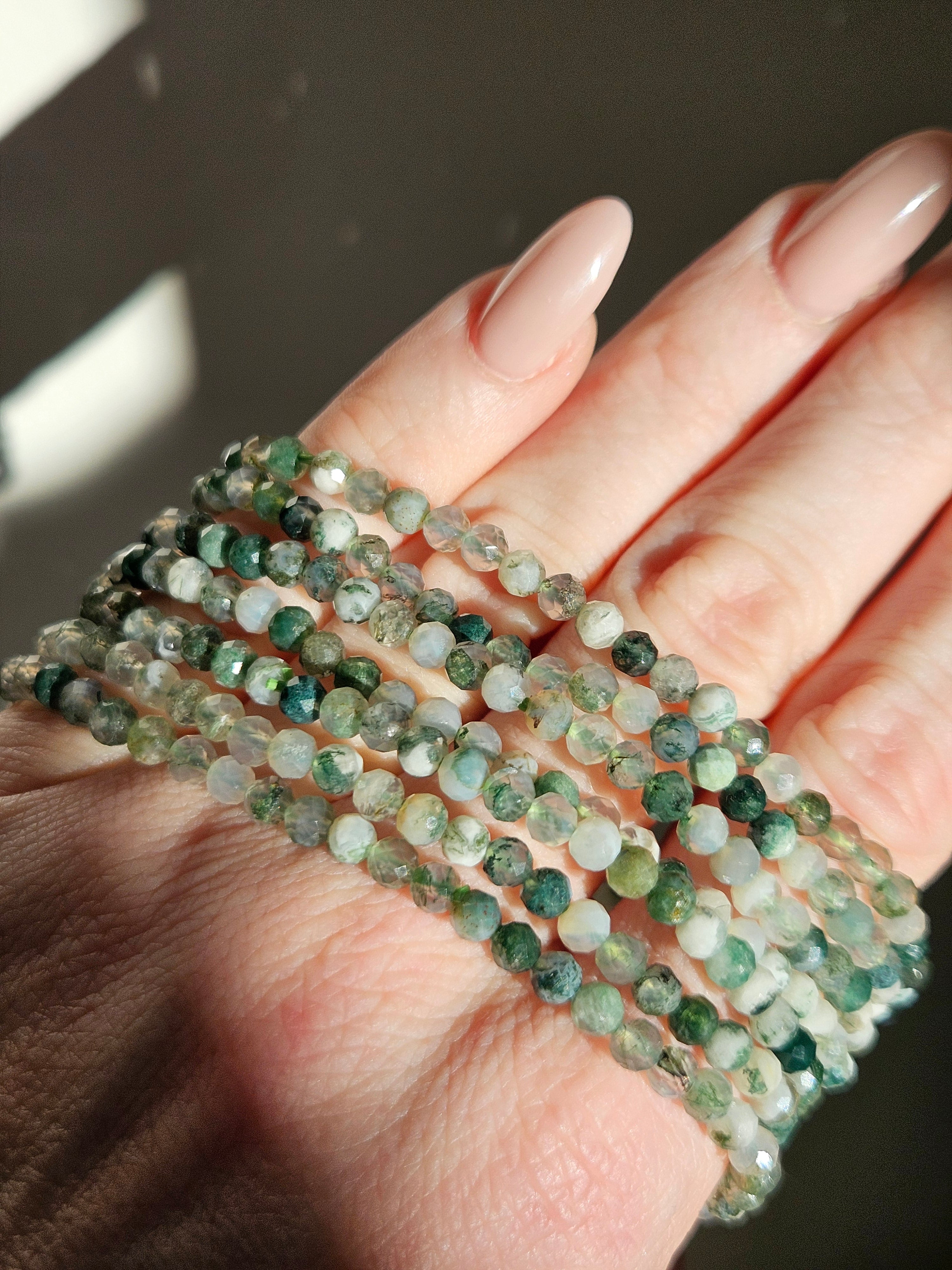Faceted Moss Agate Bracelet | 4mm