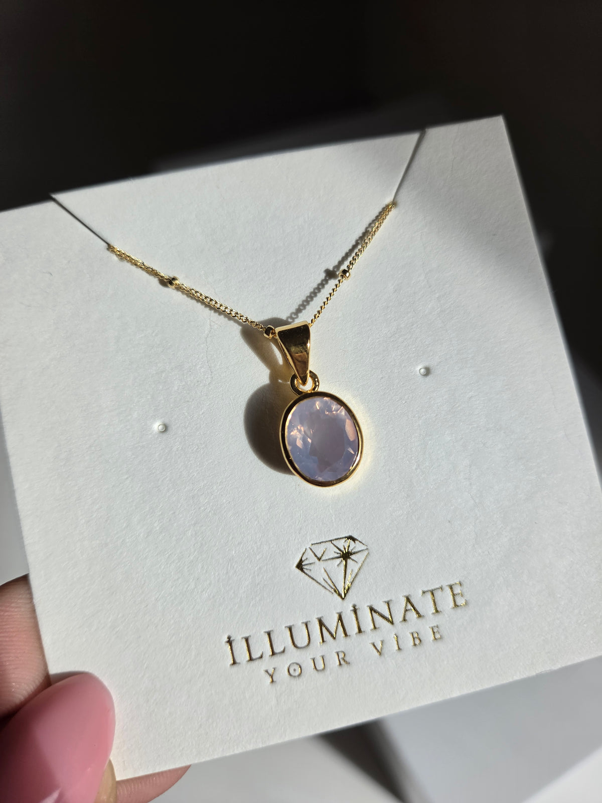 Lavender Quartz Gold Necklace 004