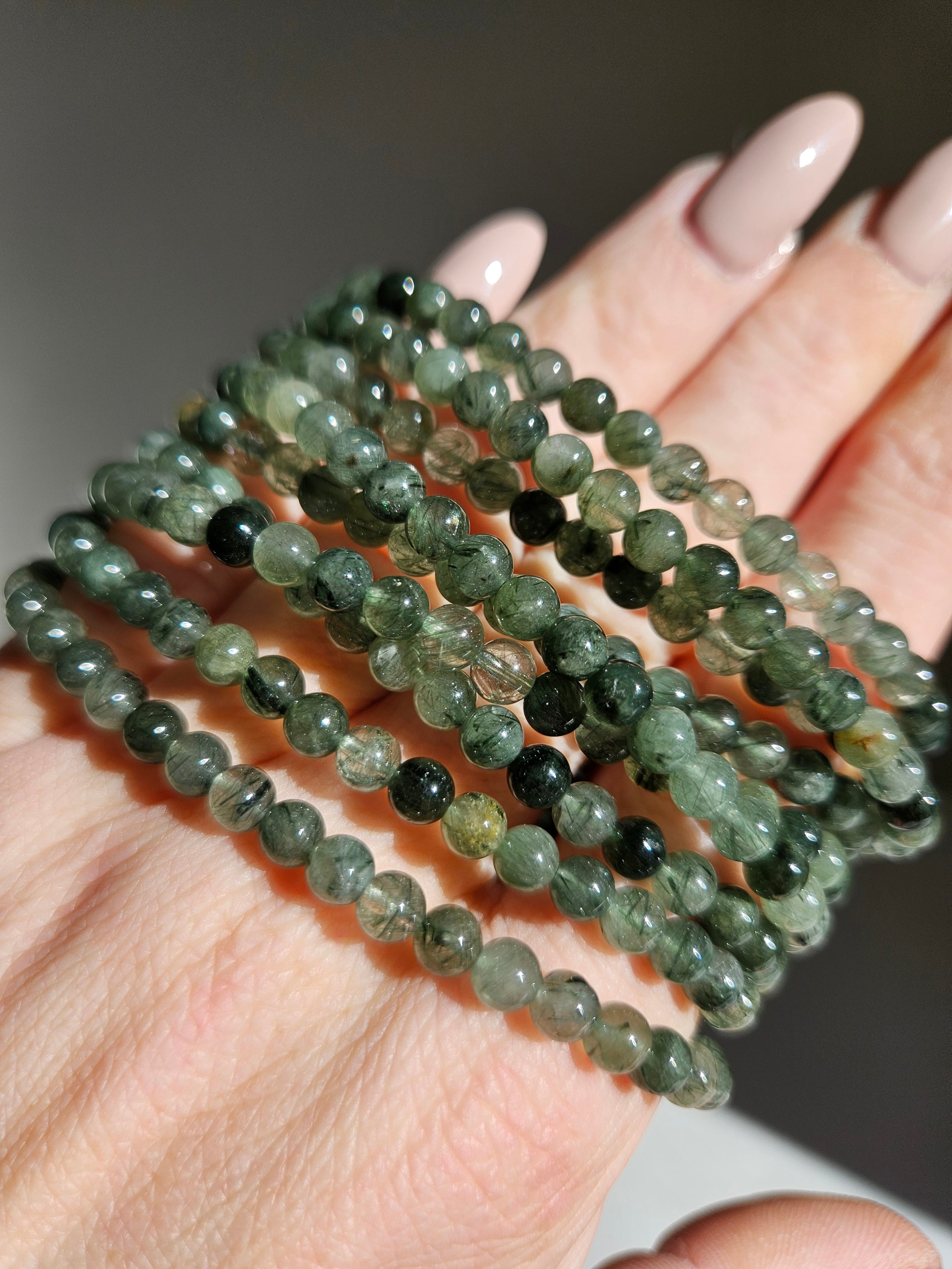 Green Rutile Quartz 3 wrap Bracelet | 5.5mm