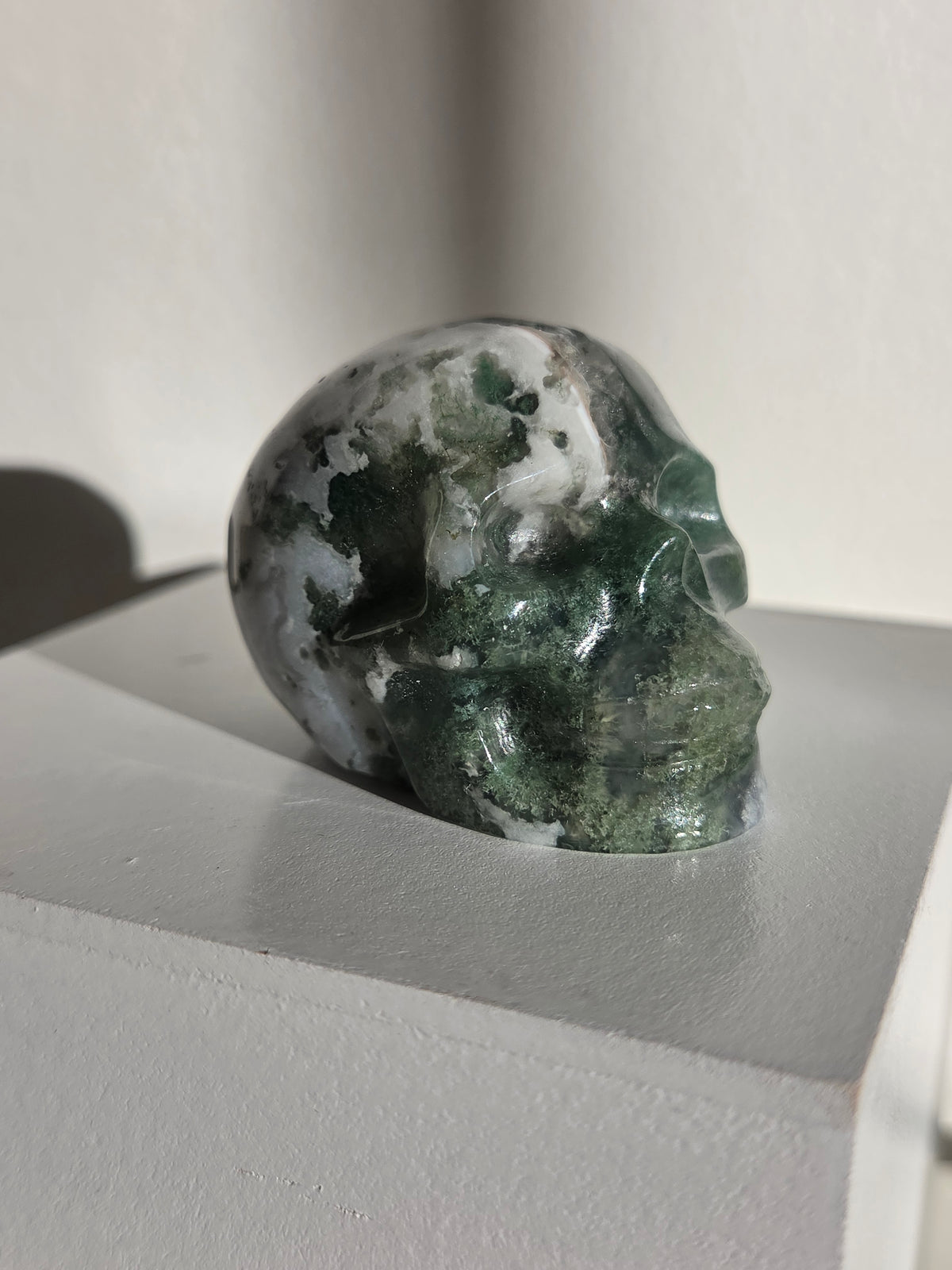 Moss Agate Skull 006