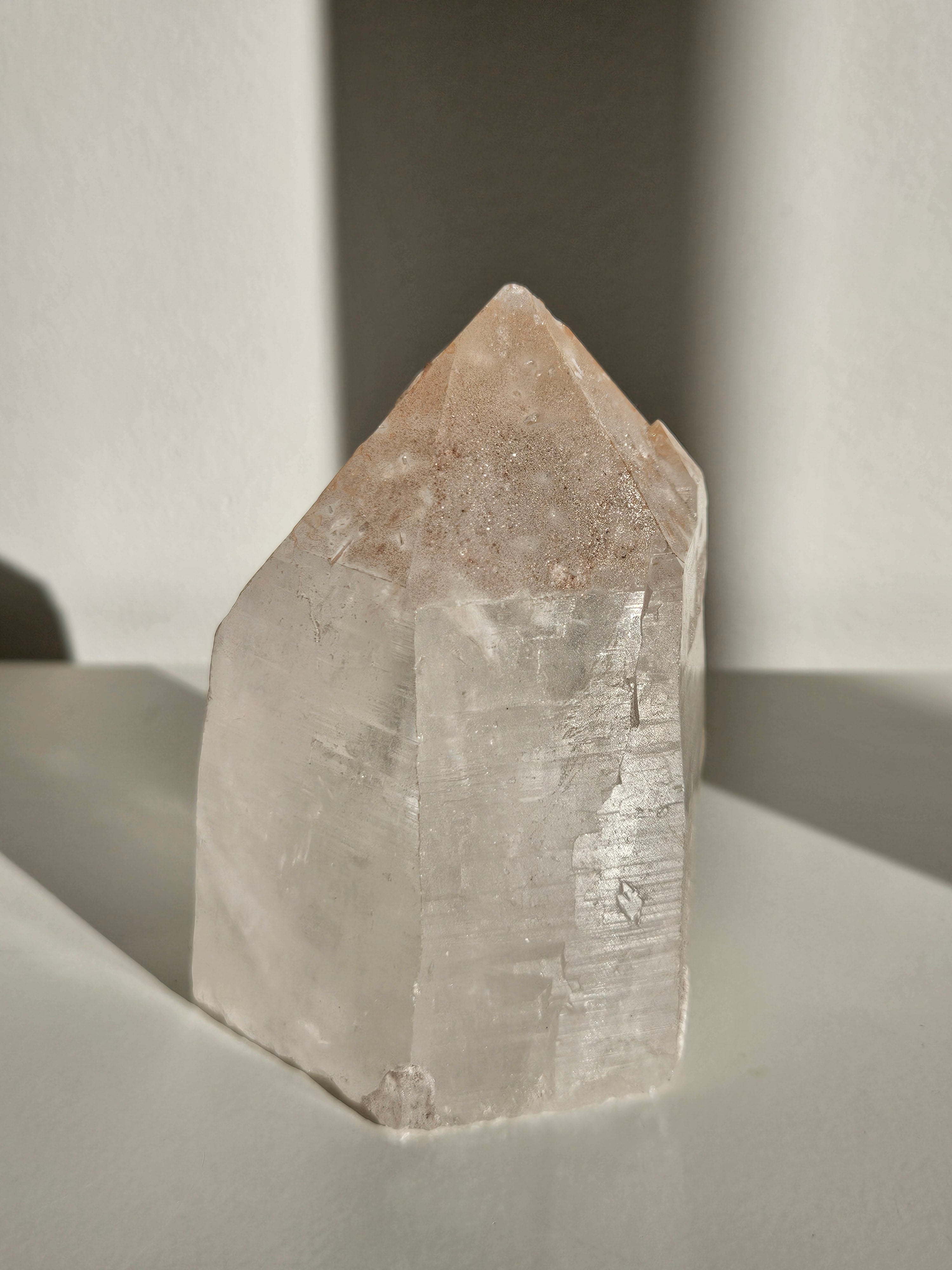 Hematite Crusted Semipolished Quartz Tower 003