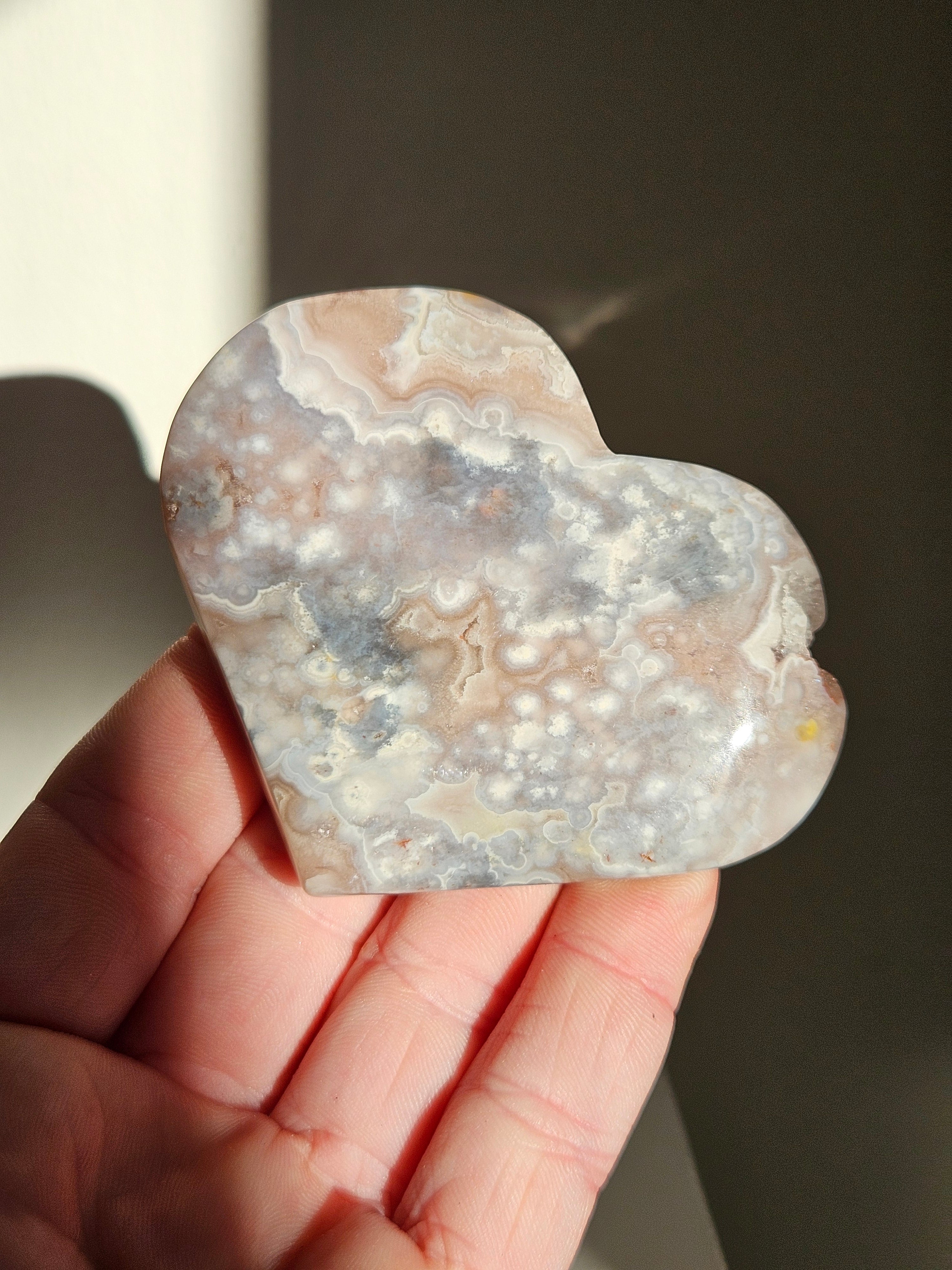 Flower Agate Heart 002