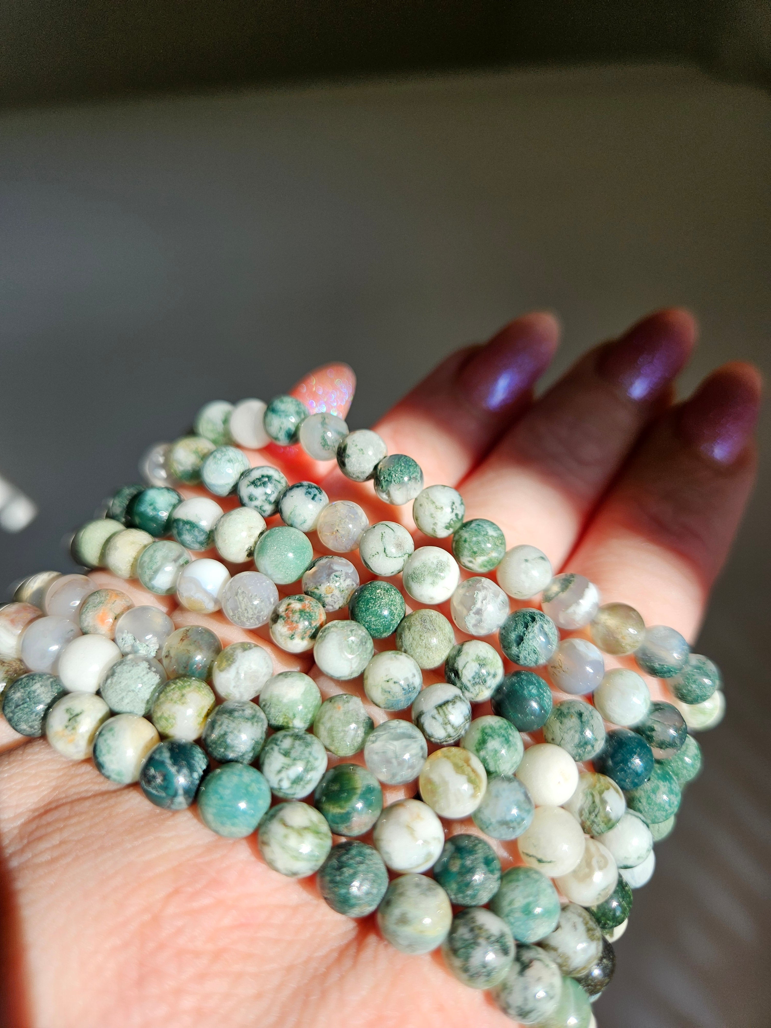 Light Moss Agate bracelet | 6mm