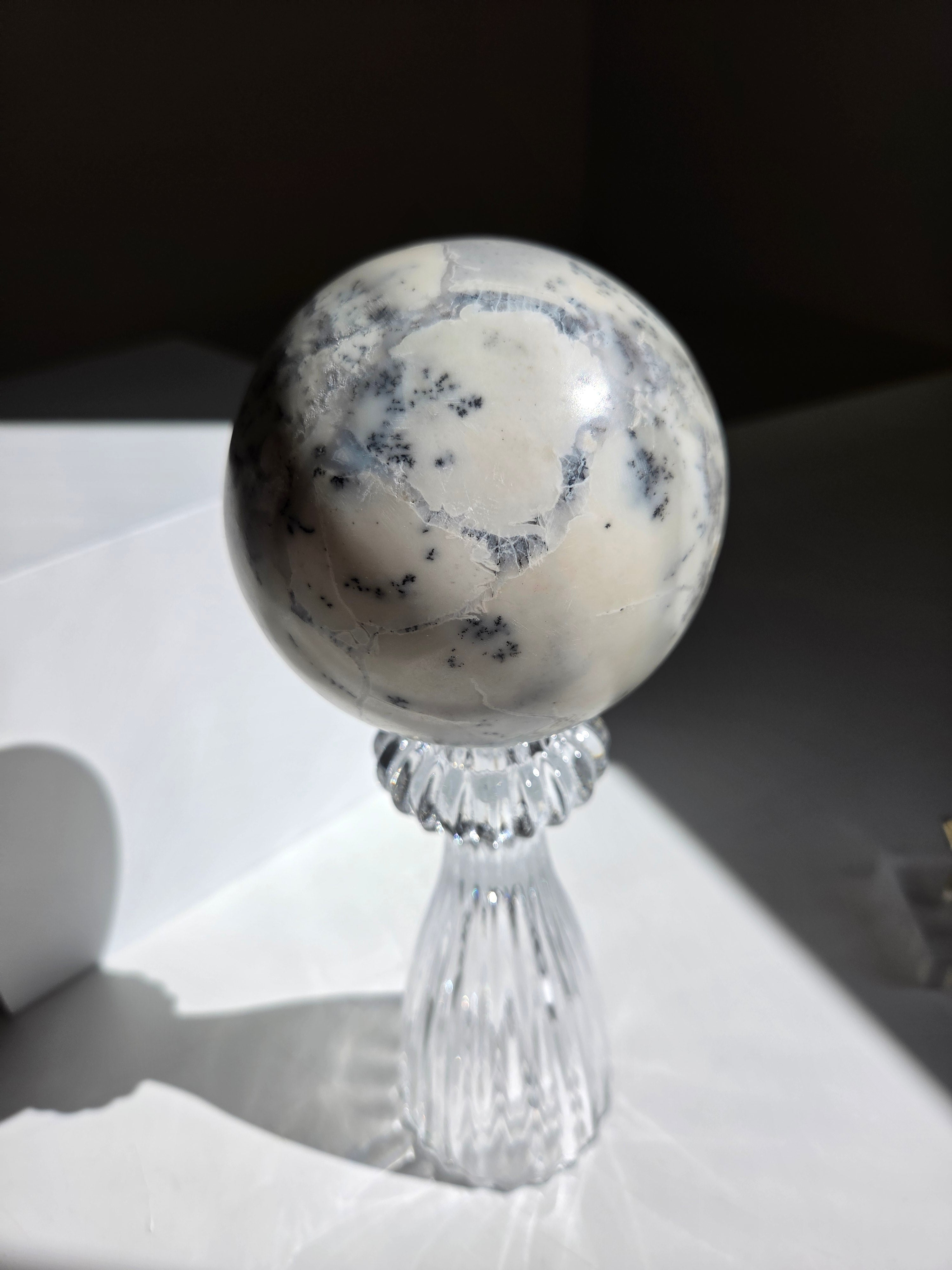 Dendritic Opal Sphere on Stand