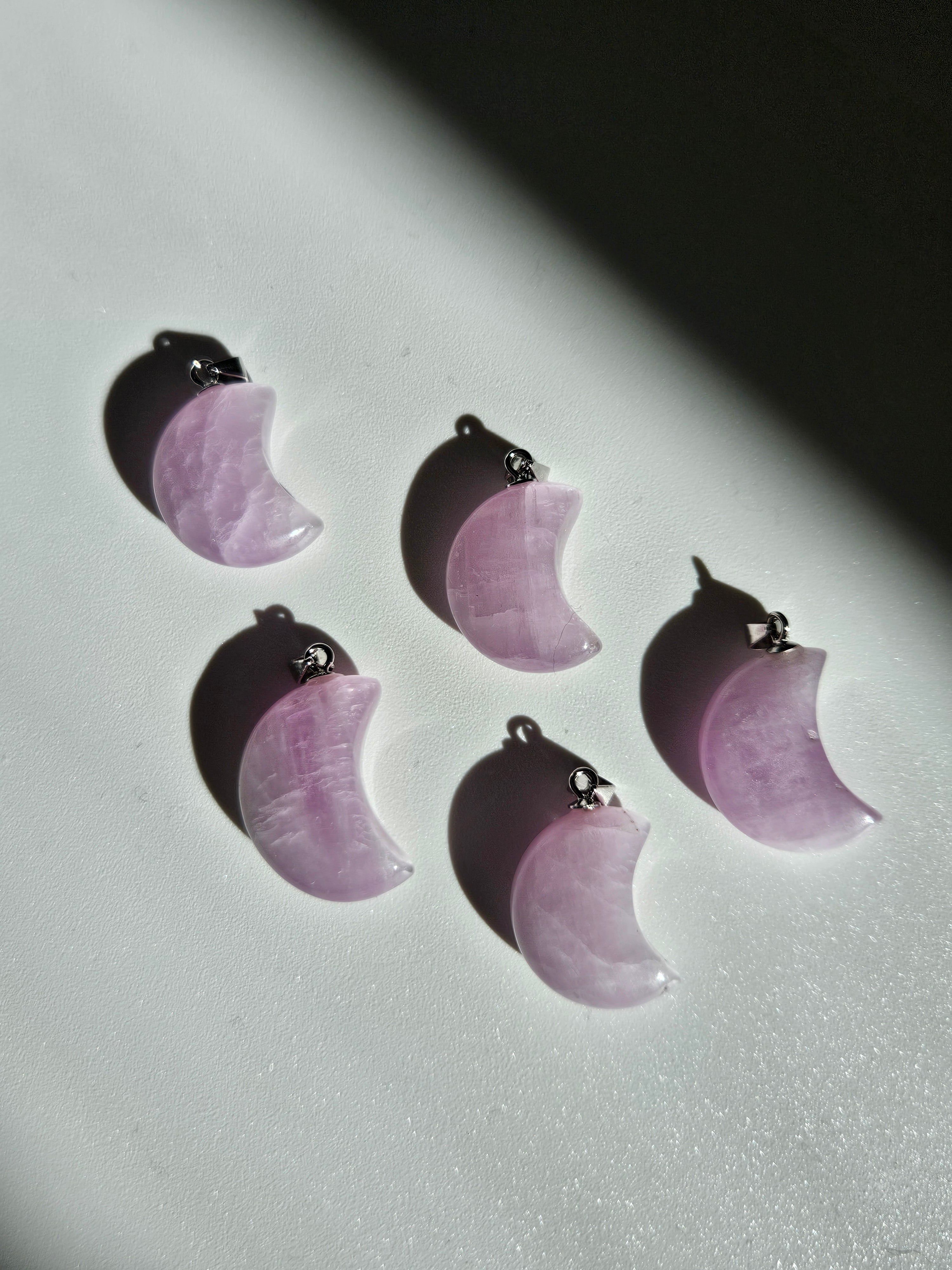 Kunzite Moon Charm