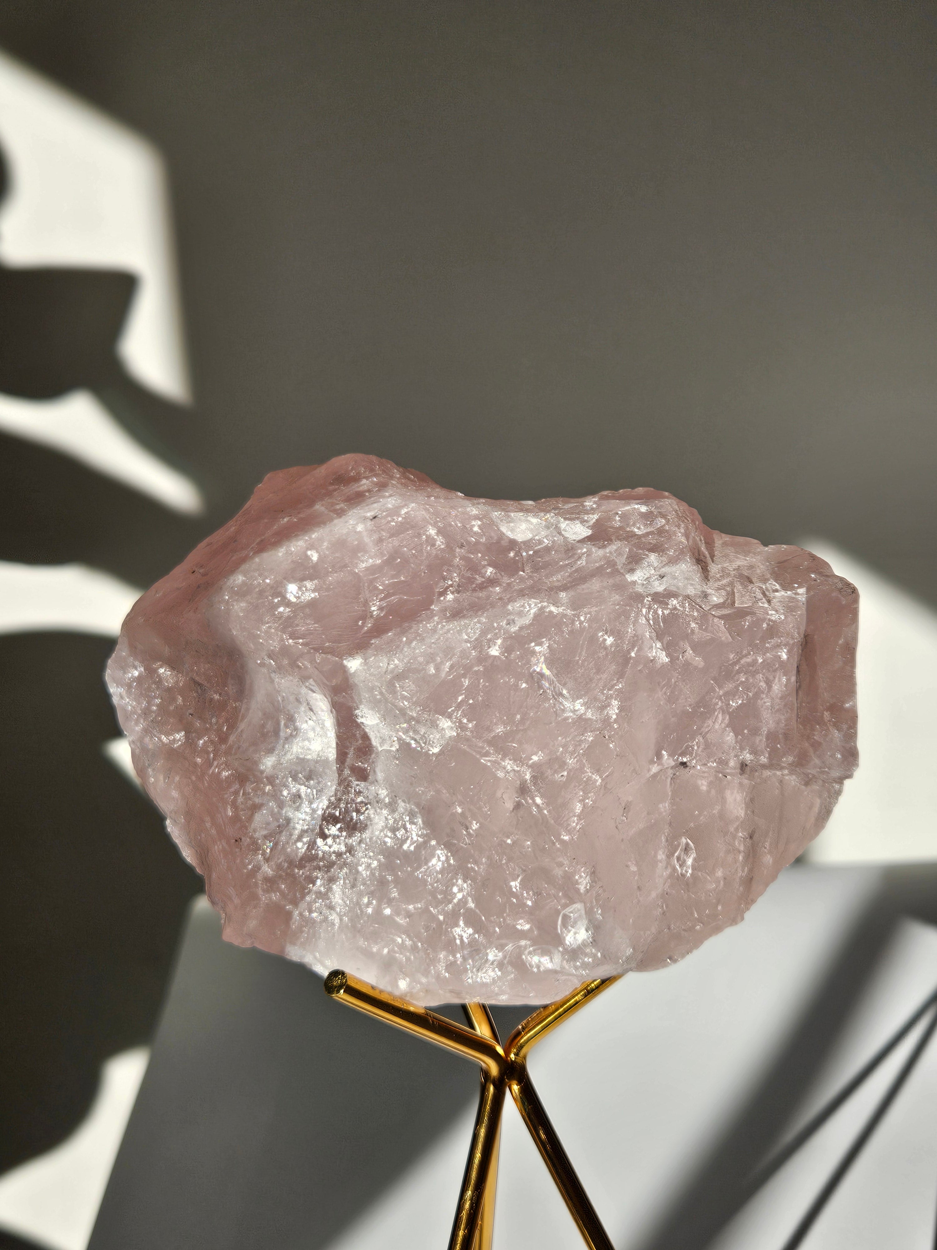 Raw Rose Quartz on Stand 004