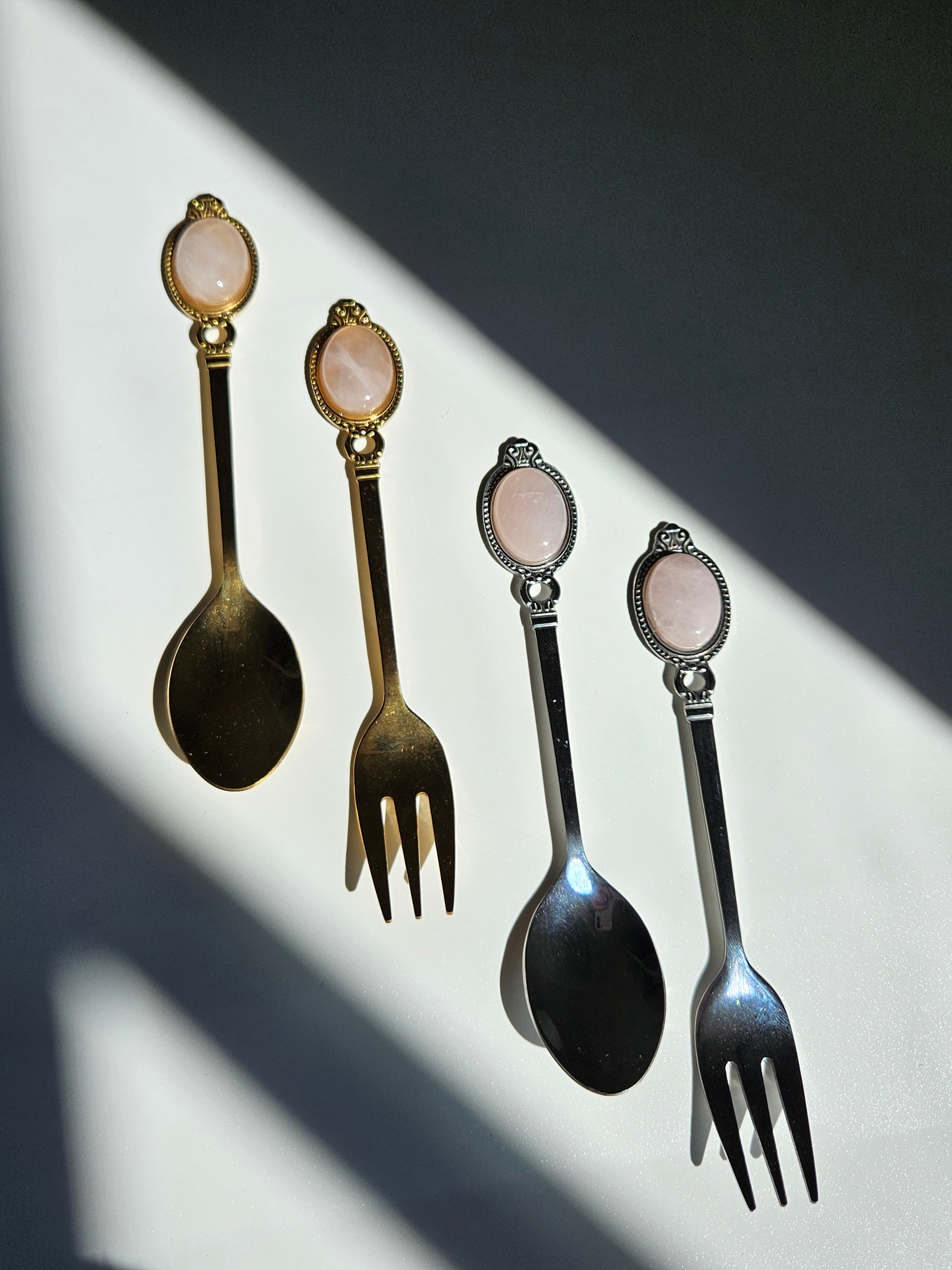 Rose Quartz Spoon & Fork