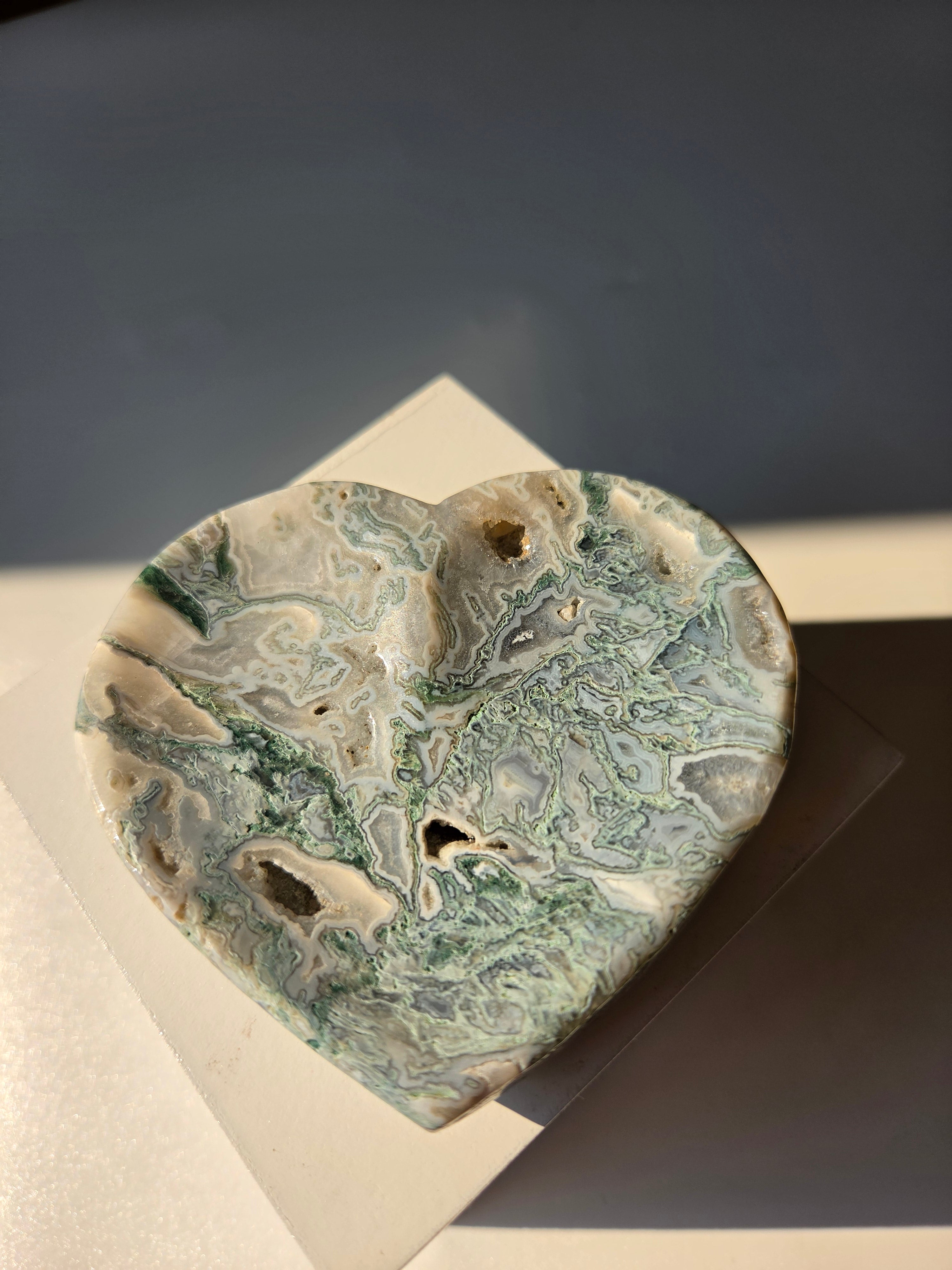 Moss Agate Heart Bowl 004