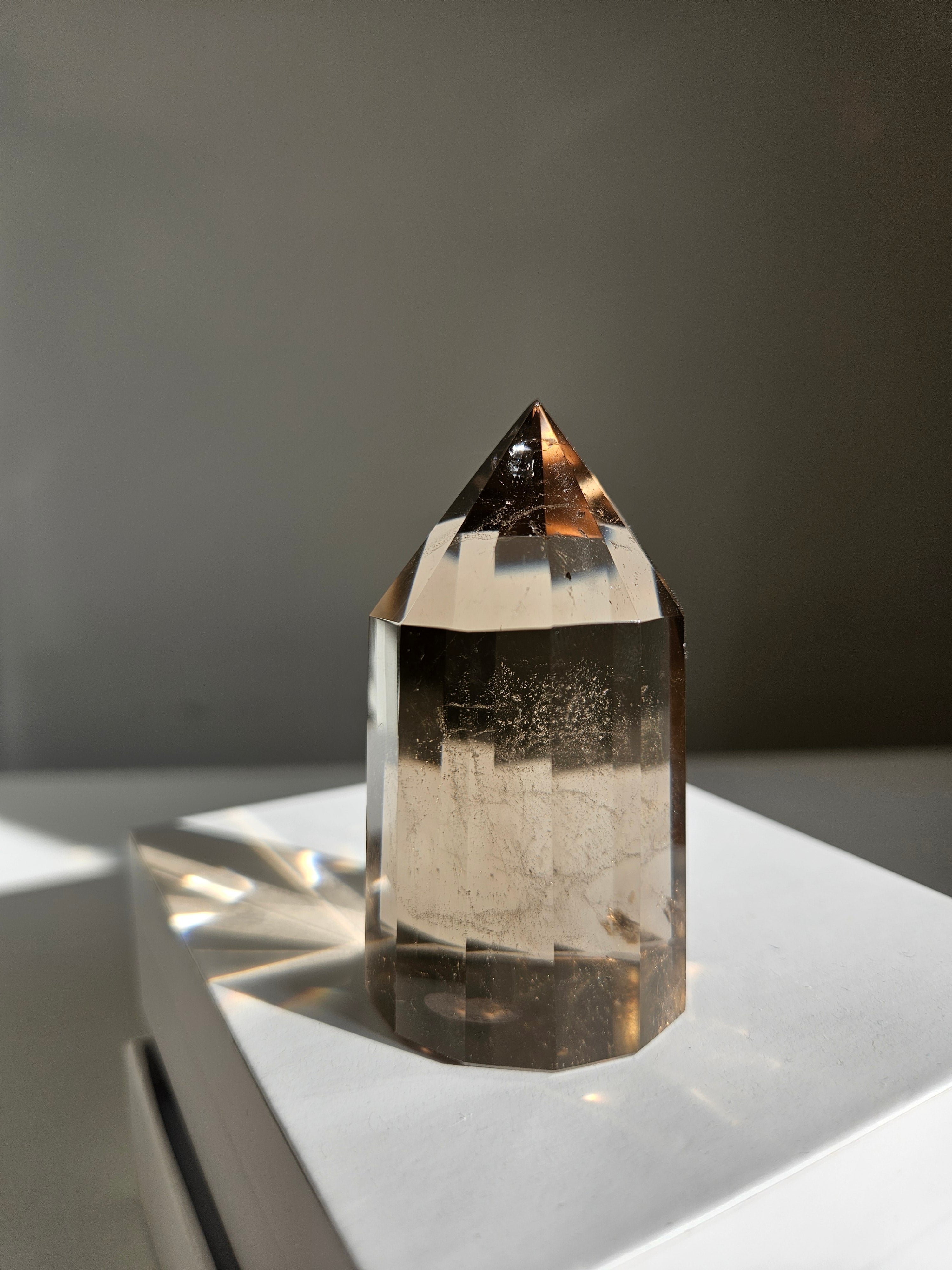 Faceted Smoky Quartz Tower 005